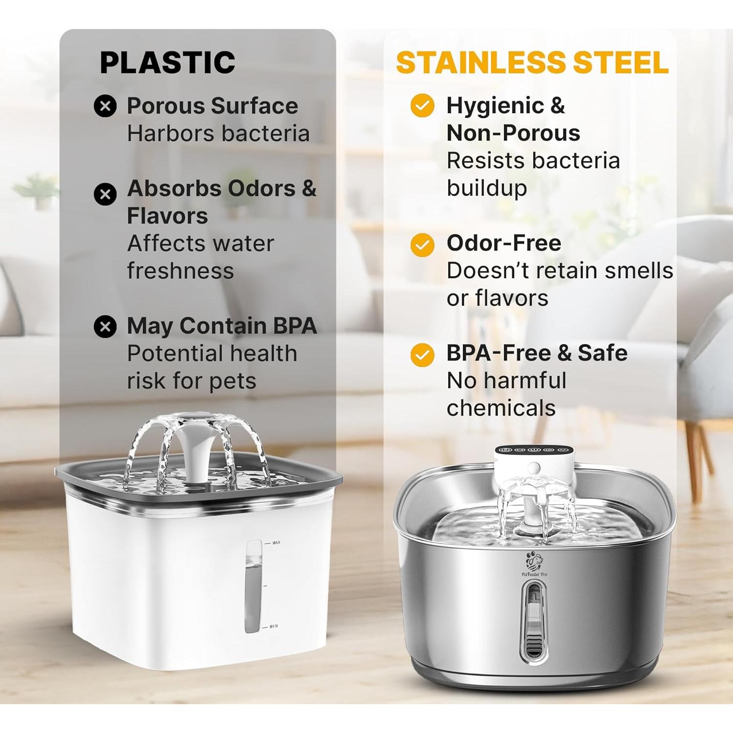 Fuente de Agua Inalámbrica PetFeeder Pro 3.2L Acero Inoxidable