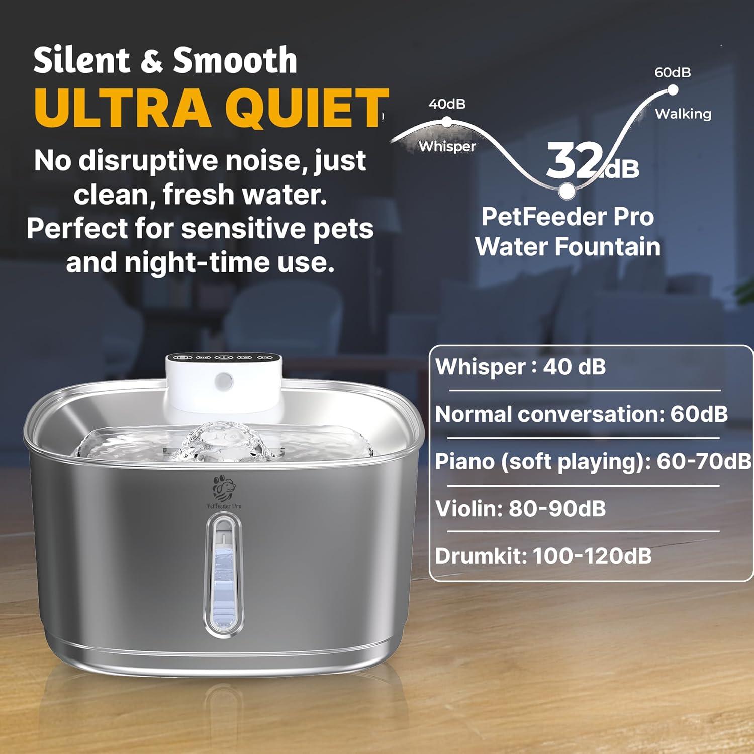 Fuente de Agua Inalámbrica PetFeeder Pro 3.2L Acero Inoxidable