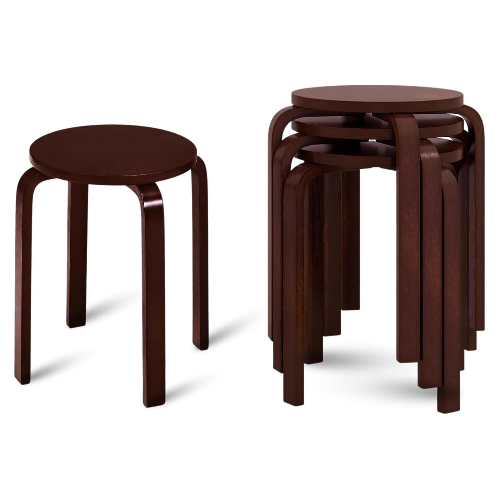 Juego de 4 Taburetes Apilables de Madera CHEFJOY 45.72 cm