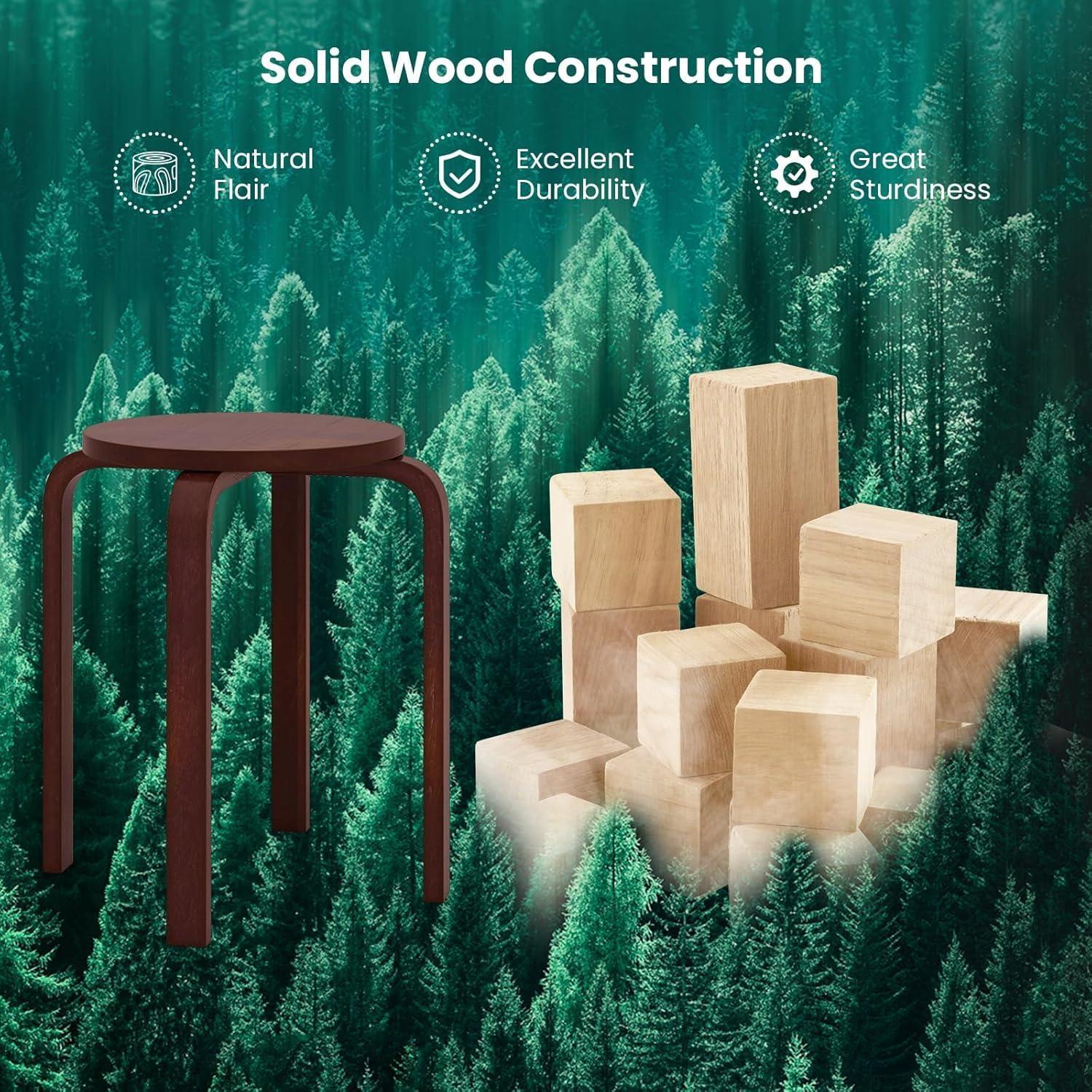 Juego de 4 Taburetes Apilables de Madera CHEFJOY 45.72 cm