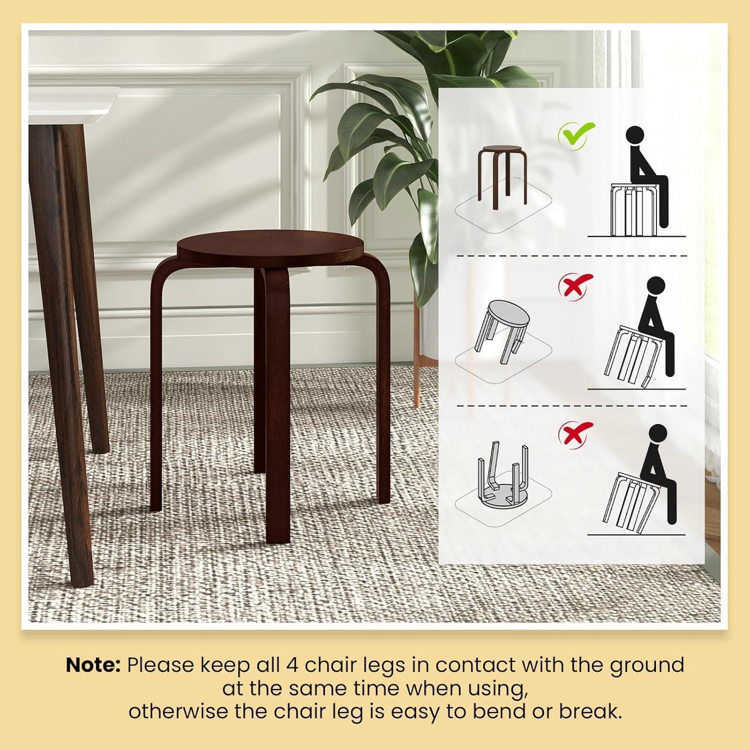 Juego de 4 Taburetes Apilables de Madera CHEFJOY 45.72 cm