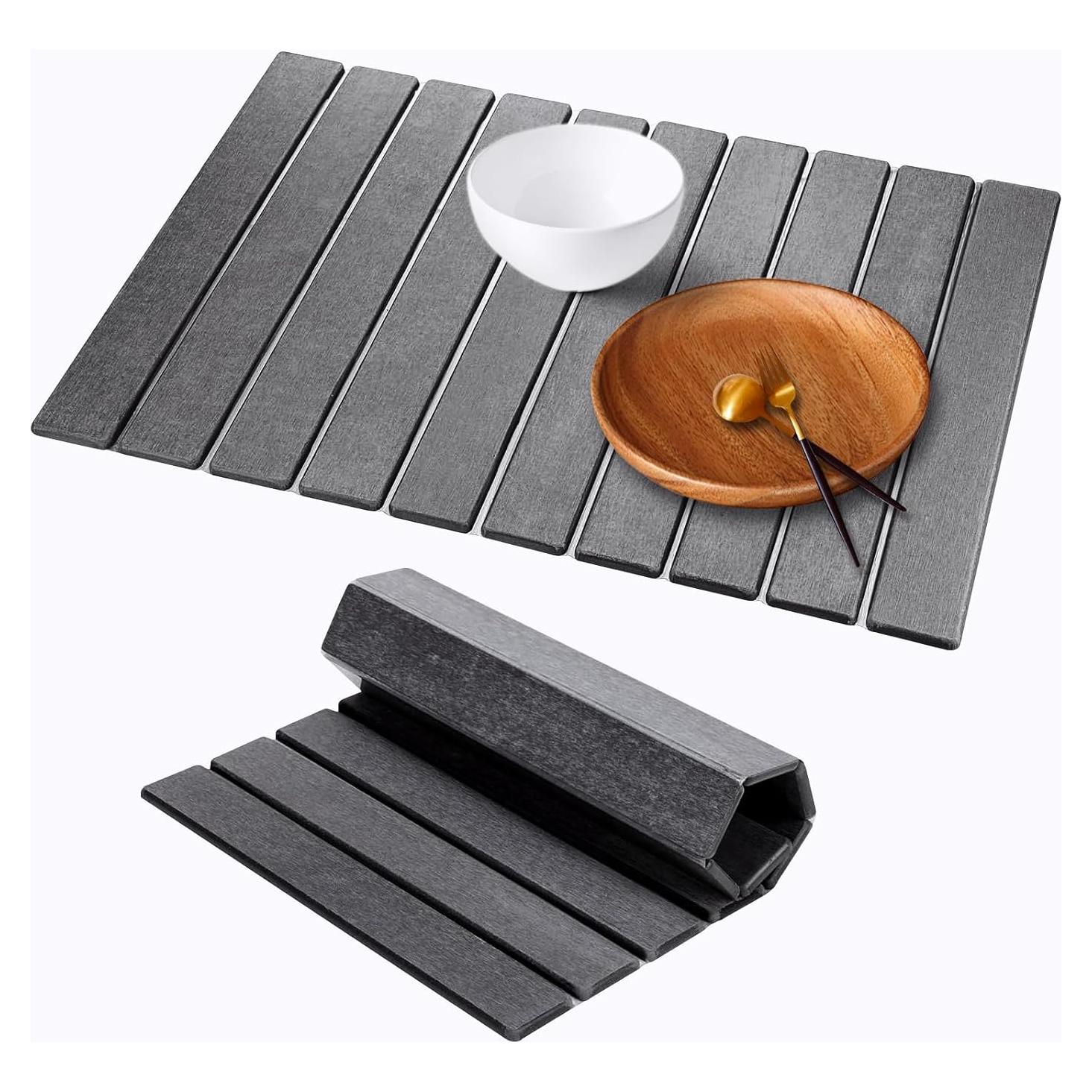 Alfombrilla de Secado de Piedra Tigena 61x41 cm Gris Oscuro