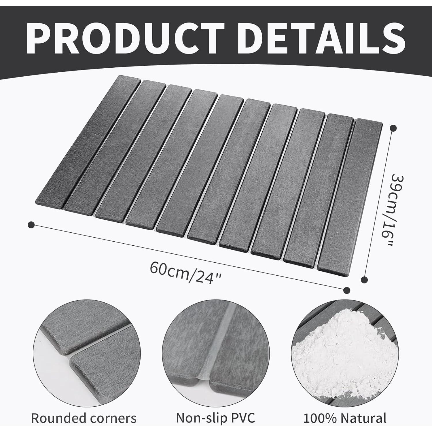 Alfombrilla de Secado de Piedra Tigena 61x41 cm Gris Oscuro