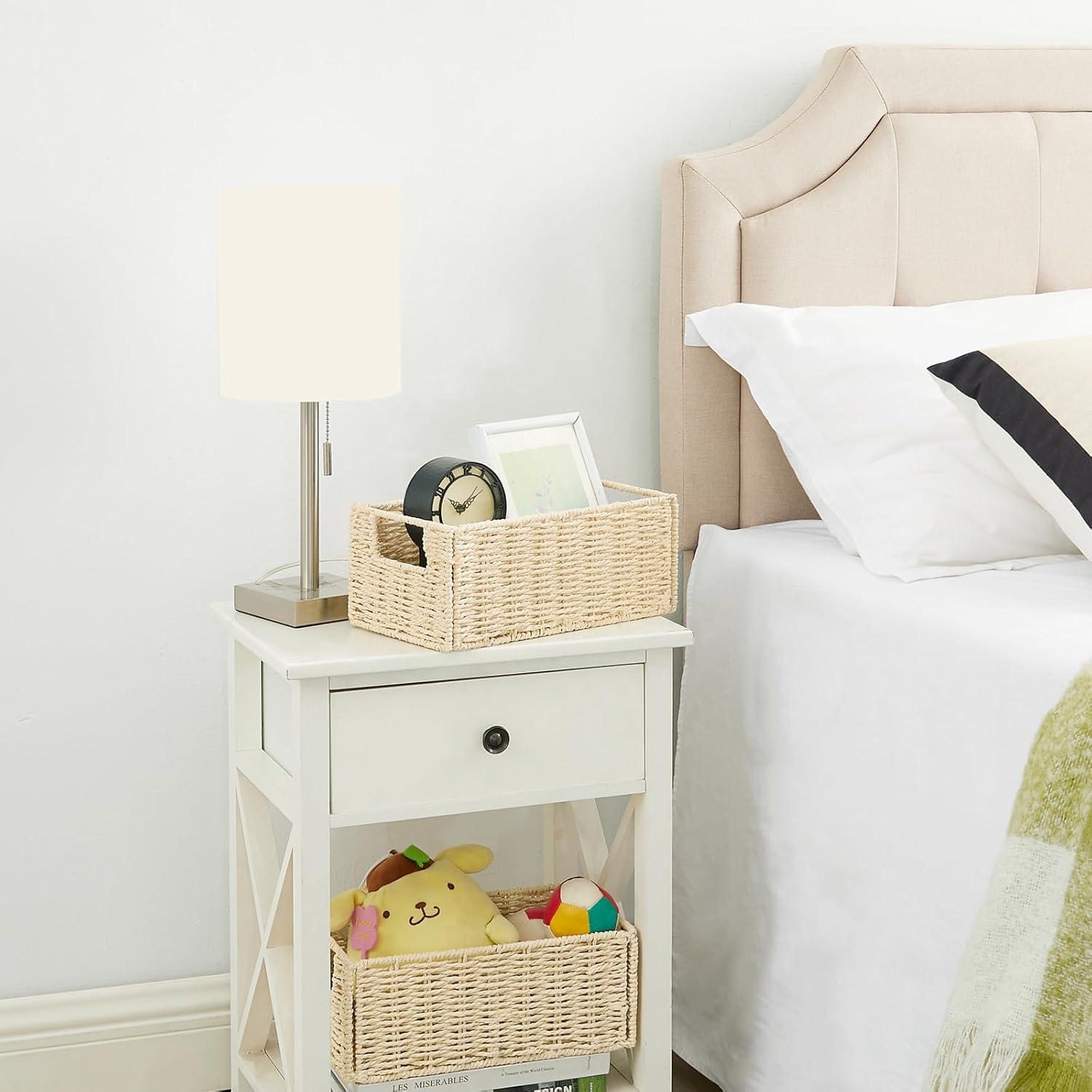 Cesta de Almacenamiento de Mimbre Vagusicc, Juego de 2 Plegables Beige