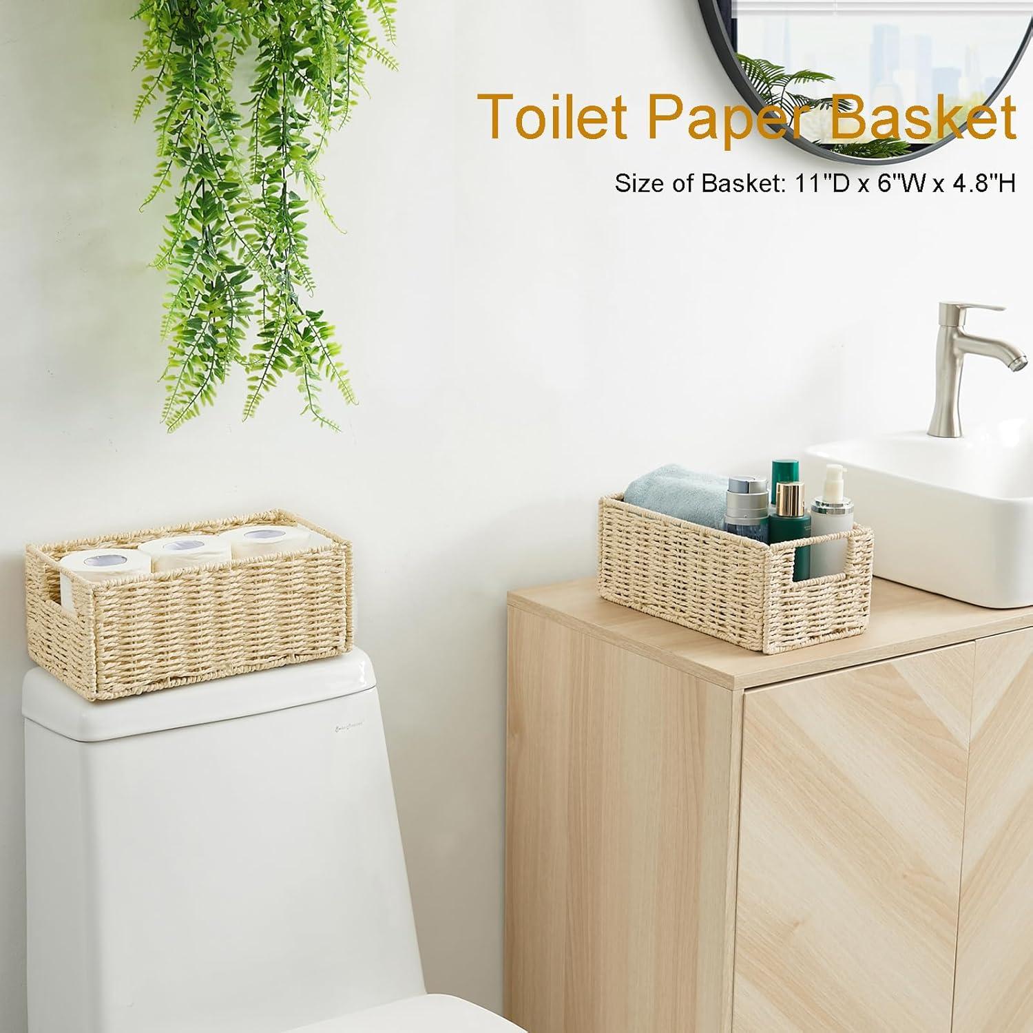 Cesta de Almacenamiento de Mimbre Vagusicc, Juego de 2 Plegables Beige