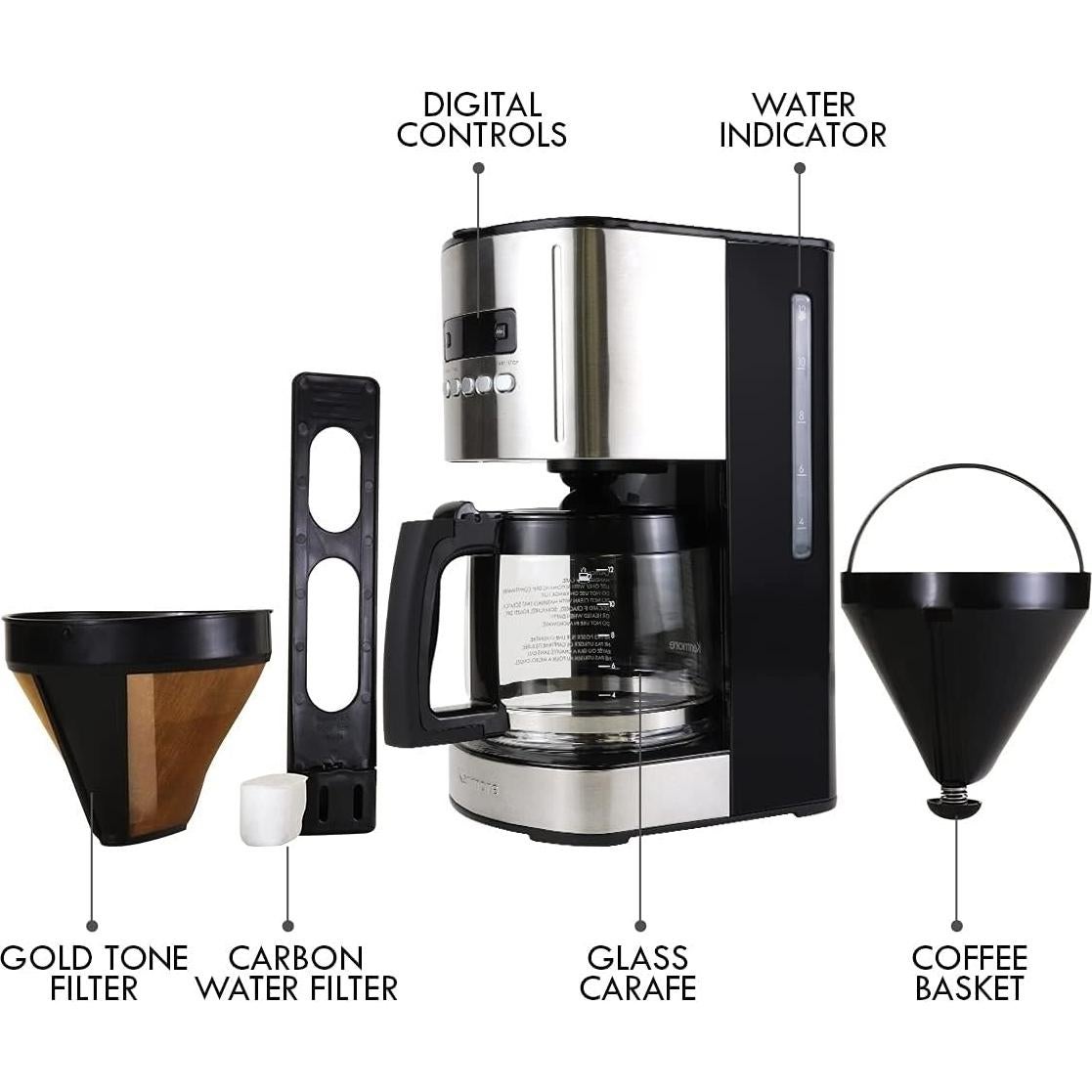 Cafetera Programable Kenmore 12 Tazas Acero Inoxidable