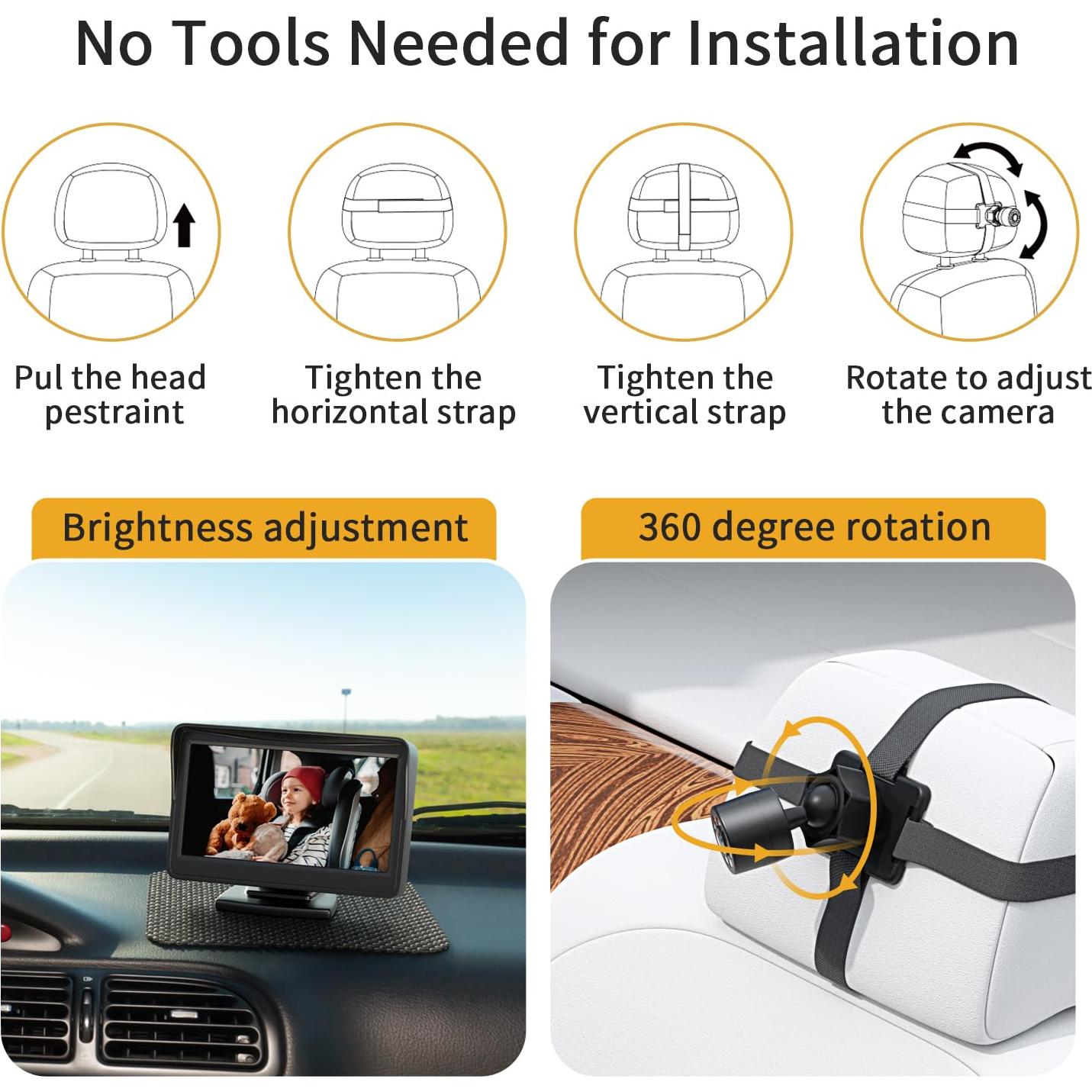 Espejo de Coche para Bebé Itomoro con Cámara 4.3" - Seguridad y Visión Nocturna