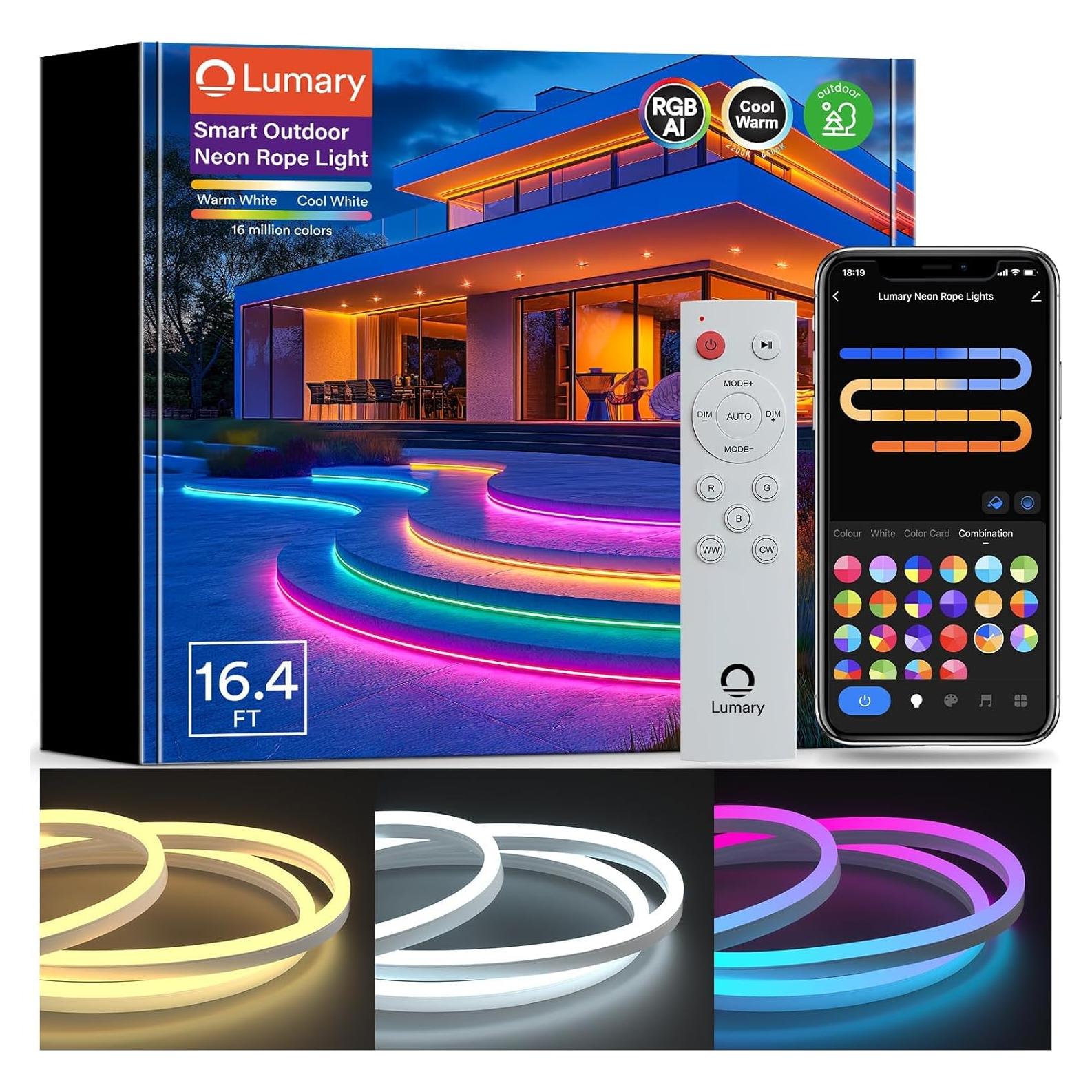 Luz de Cuerda Neón Inteligente Lumary 5m IP65 RGB+Blanco