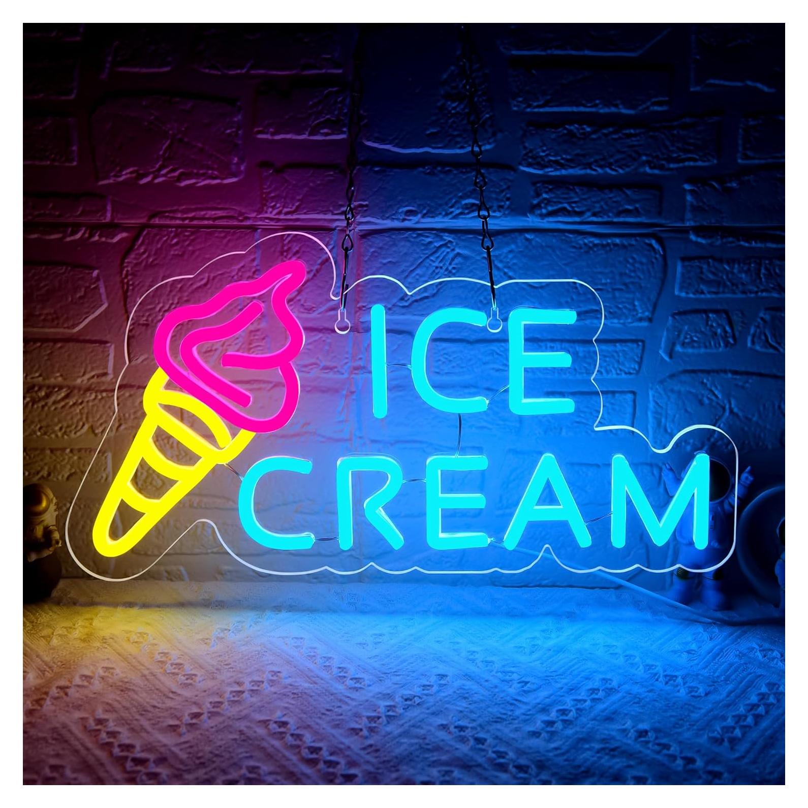 Letrero de Neón LED Helado Attneon 40.9x21.1 cm Decoración