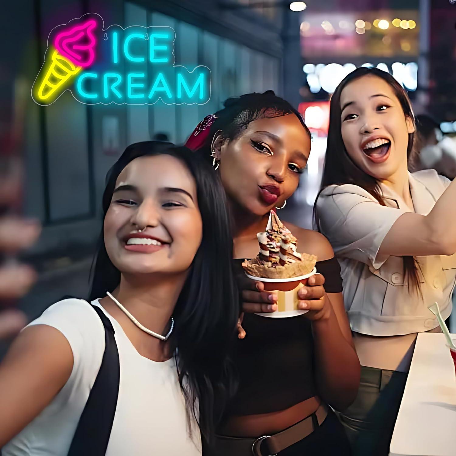 Letrero de Neón LED Helado Attneon 40.9x21.1 cm Decoración