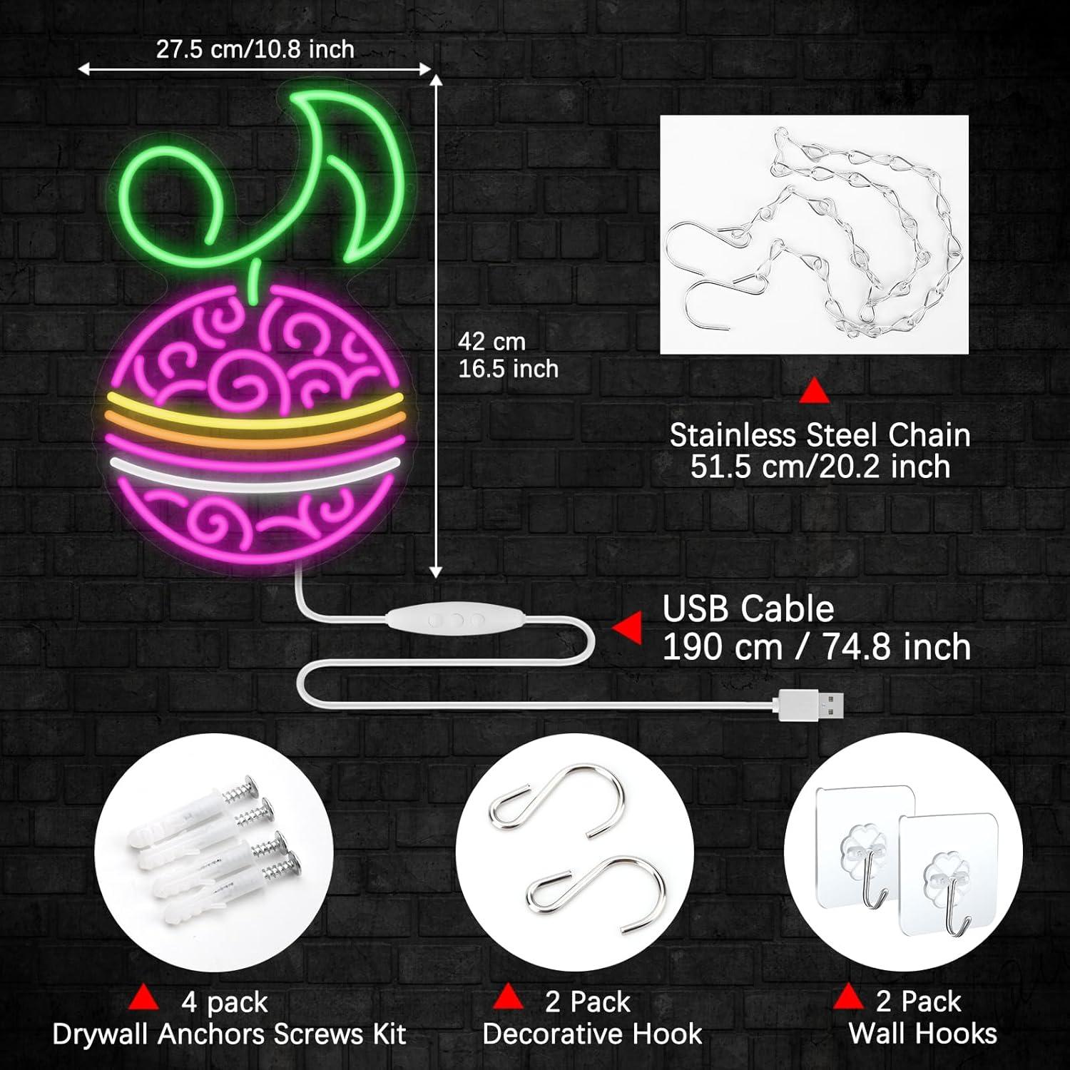 Lámpara LED Neon Fruta Música Diablo Anime GTOTd 42x27.5cm