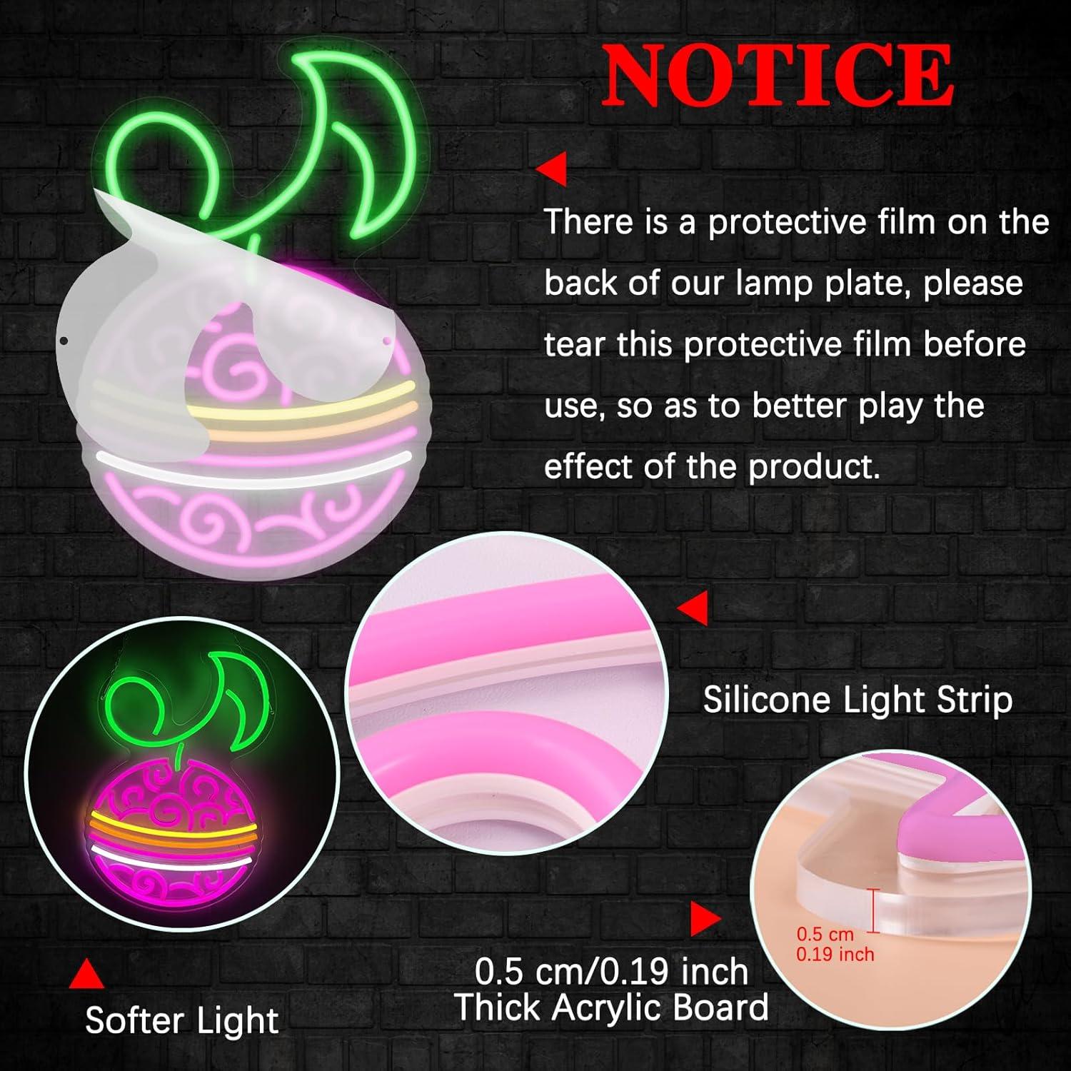 Lámpara LED Neon Fruta Música Diablo Anime GTOTd 42x27.5cm