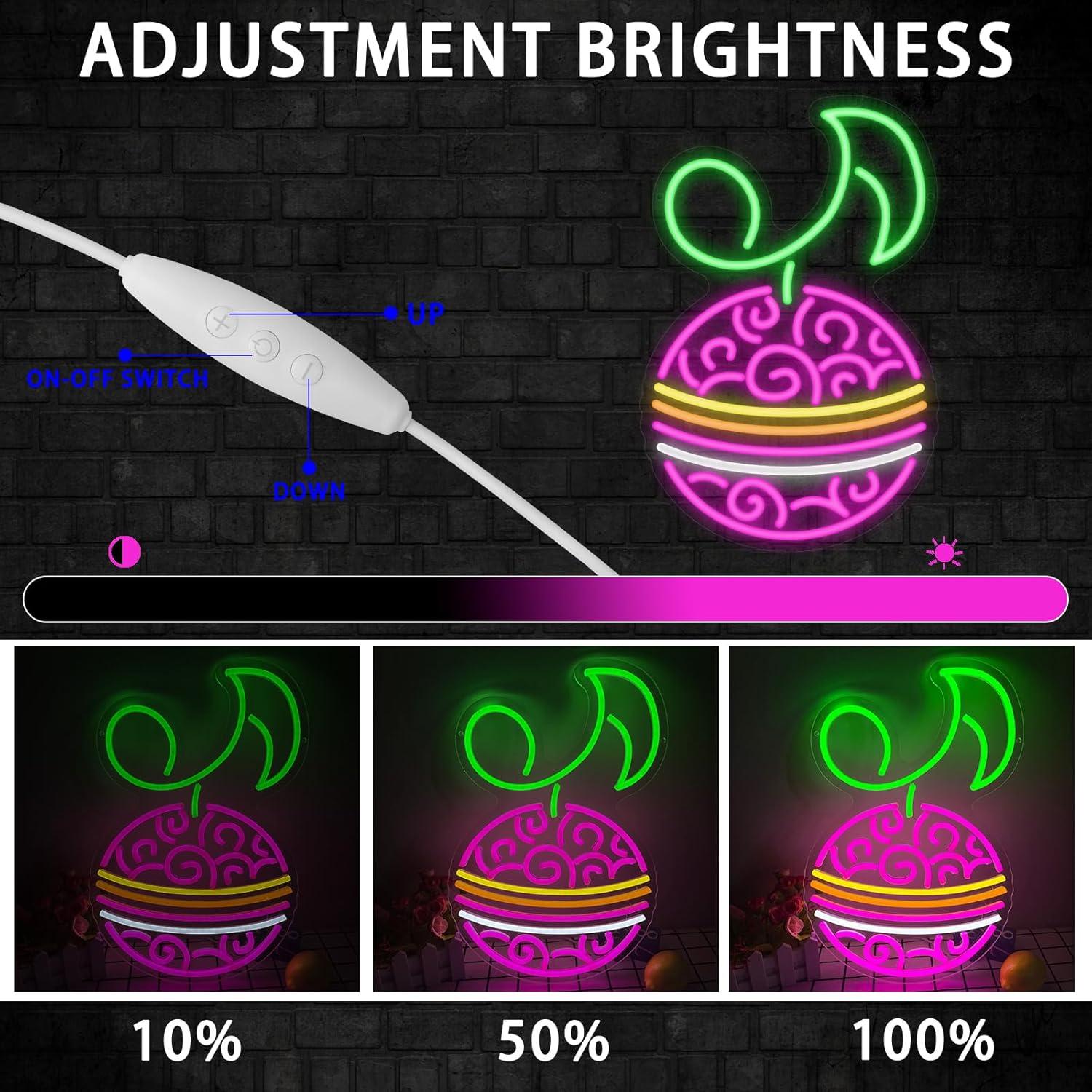 Lámpara LED Neon Fruta Música Diablo Anime GTOTd 42x27.5cm