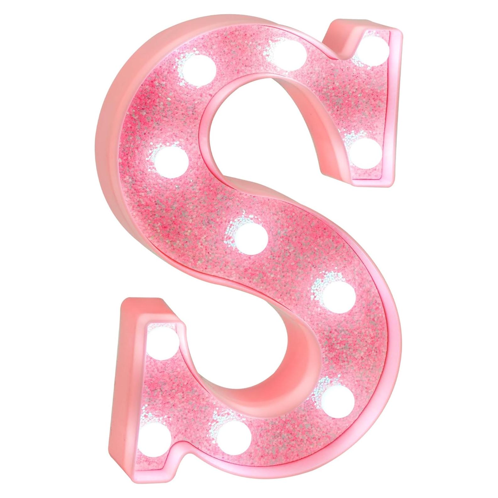 Letra S Rosa LED Eufony con Brillo Frío para Decoración