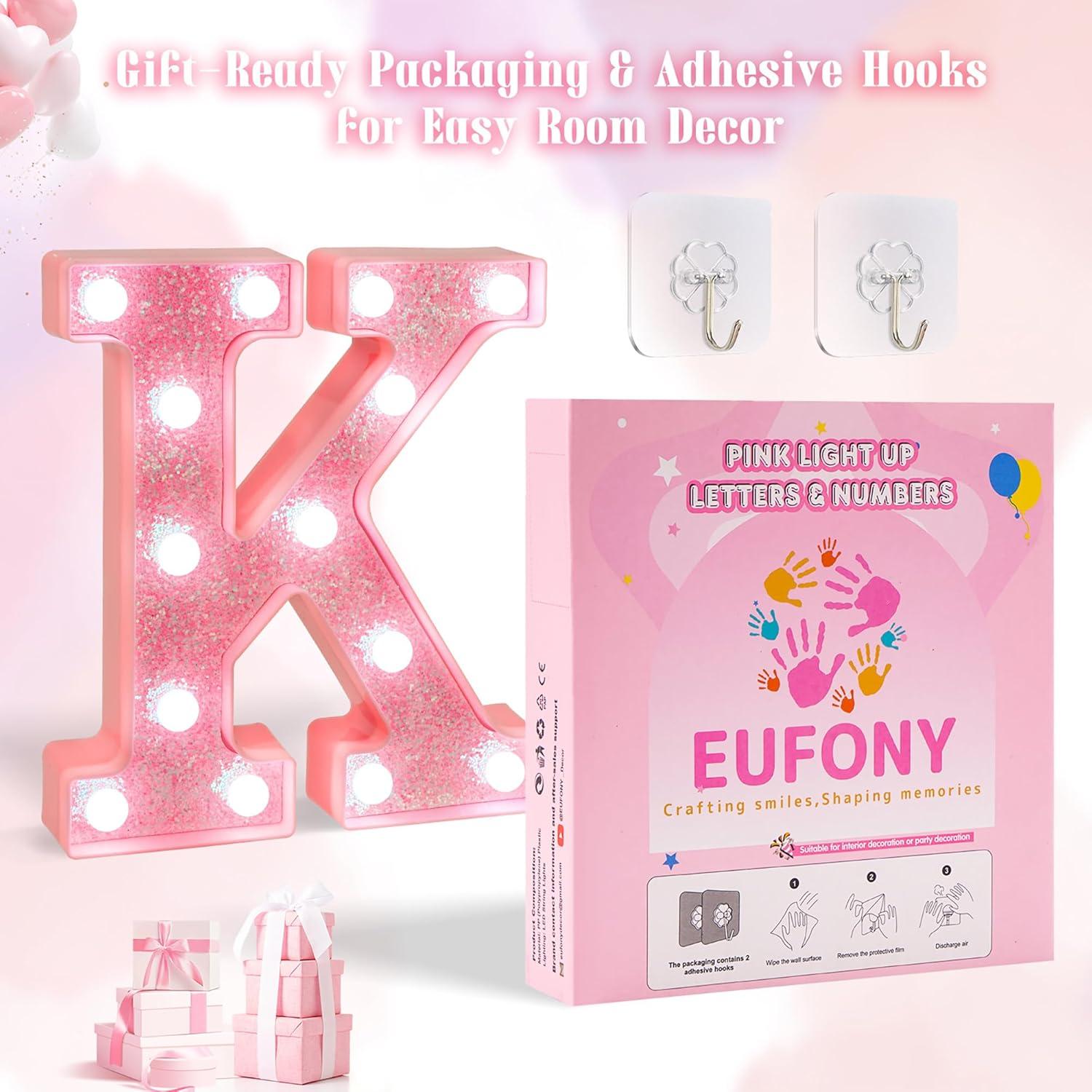 Letra S Rosa LED Eufony con Brillo Frío para Decoración