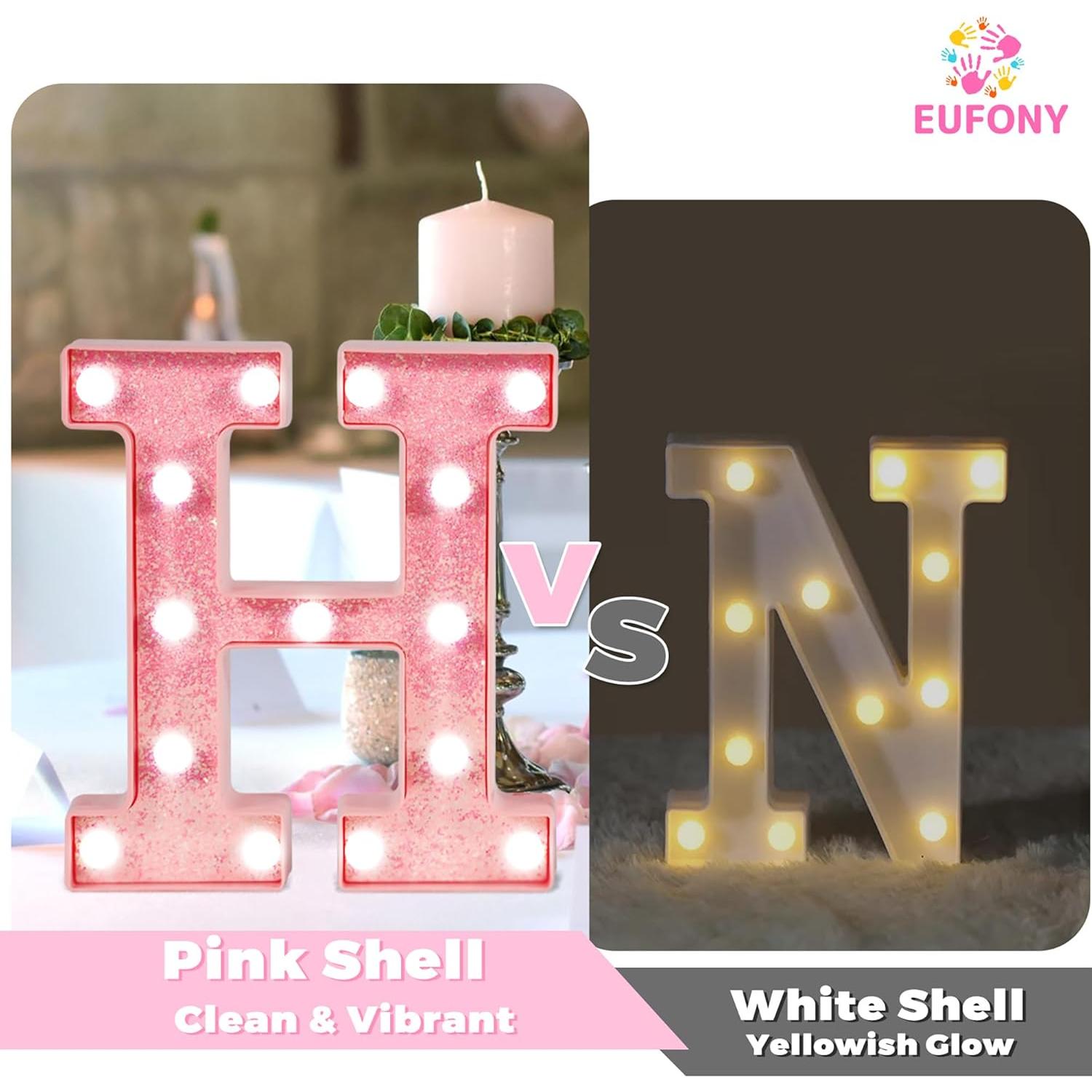 Letra S Rosa LED Eufony con Brillo Frío para Decoración