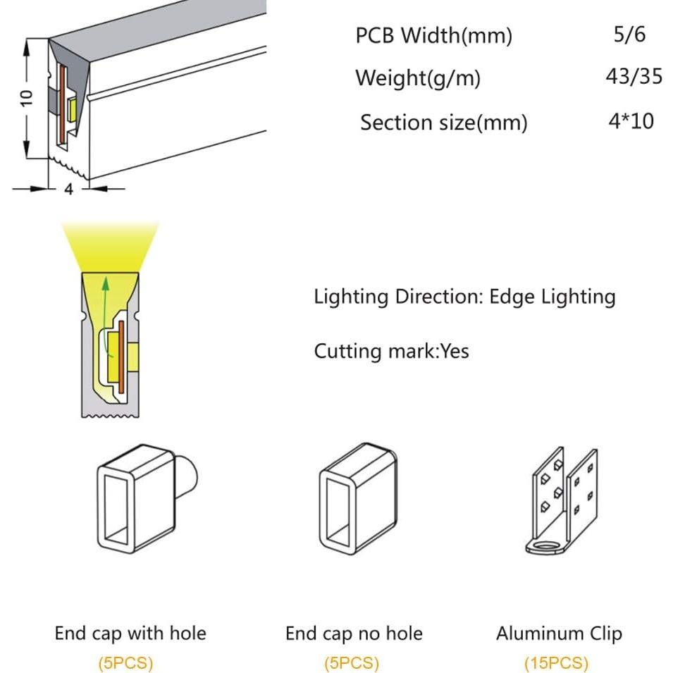 Canal de Silicona Flexible 5M IP67 4x10mm 360DigitalSignage