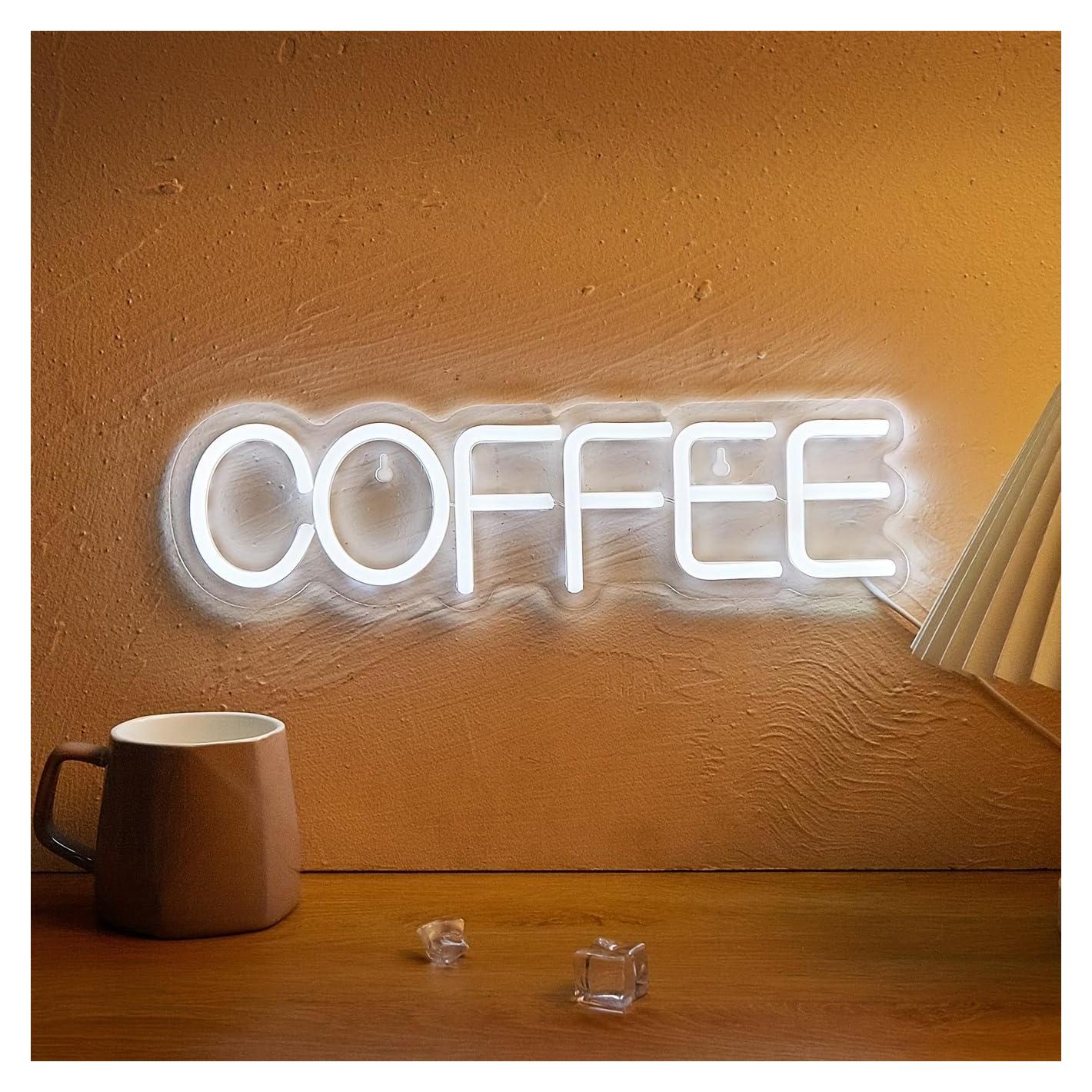 Letrero Neón LED CAFÉ Cusgazy 37x11 cm USB Decoración