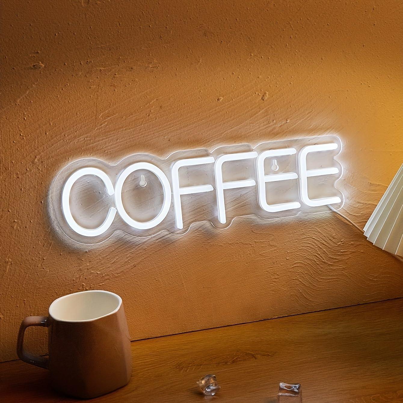 Letrero Neón LED CAFÉ Cusgazy 37x11 cm USB Decoración