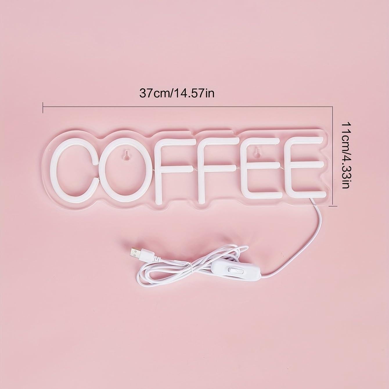 Letrero Neón LED CAFÉ Cusgazy 37x11 cm USB Decoración