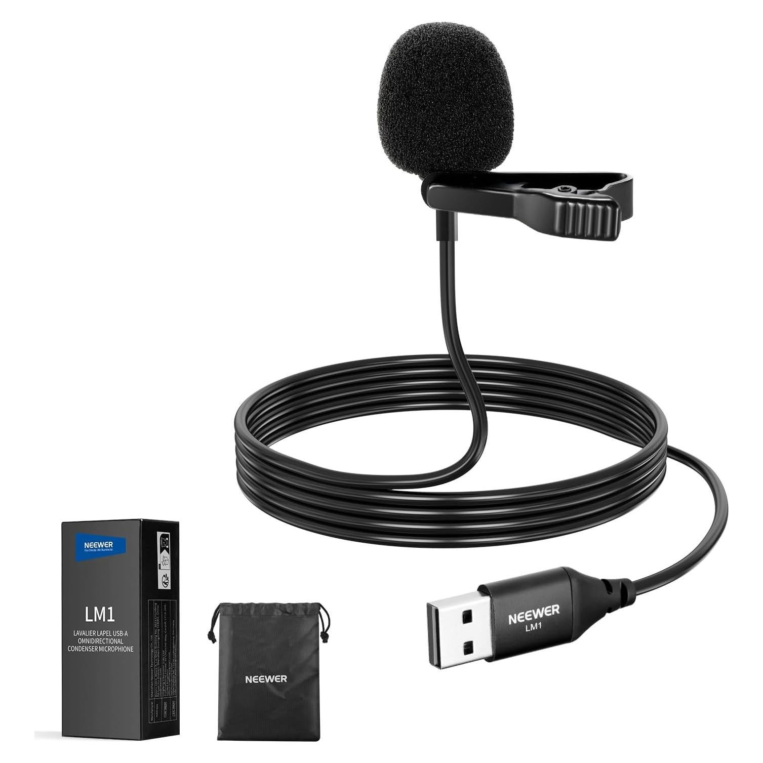 Micrófono de Solapa USB A NEEWER LM1 Omnidireccional 2m