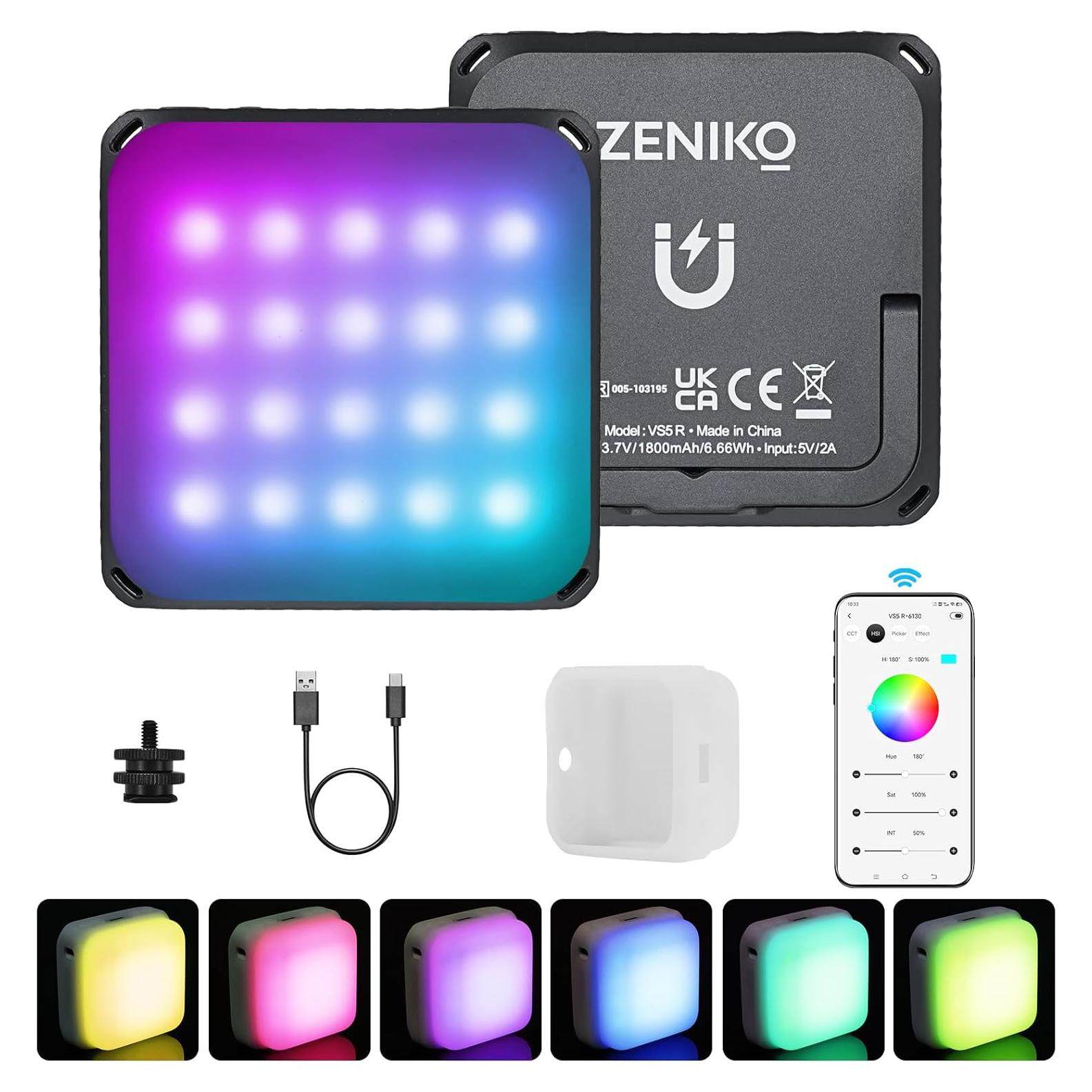 Luz LED Mini ZENIKO VS5 R RGB Portátil con Difusor 2500K-8500K