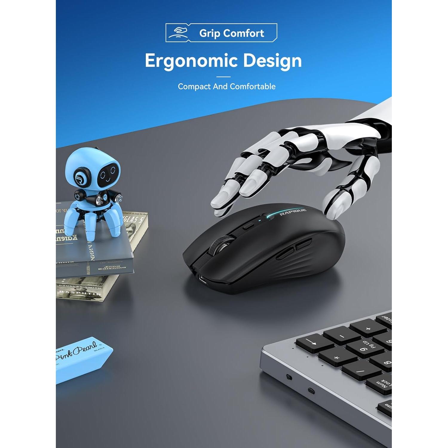 Ratón Inalámbrico RAPIQUE R110 Bluetooth Recargable Negro