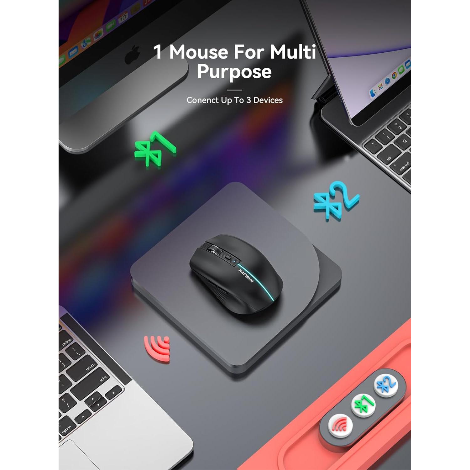 Ratón Inalámbrico RAPIQUE R110 Bluetooth Recargable Negro