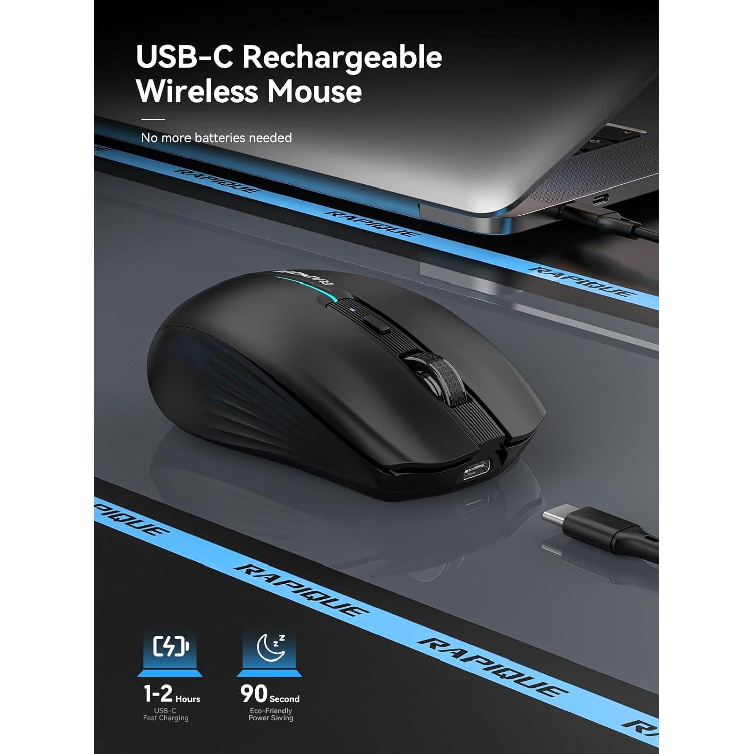 Ratón Inalámbrico RAPIQUE R110 Bluetooth Recargable Negro
