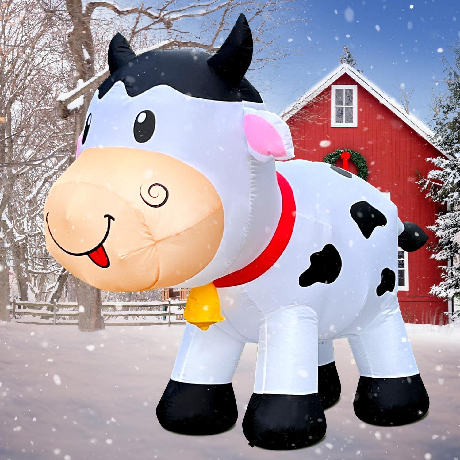 Vaca Inflable de Navidad DomKom con Luces LED 1.8m