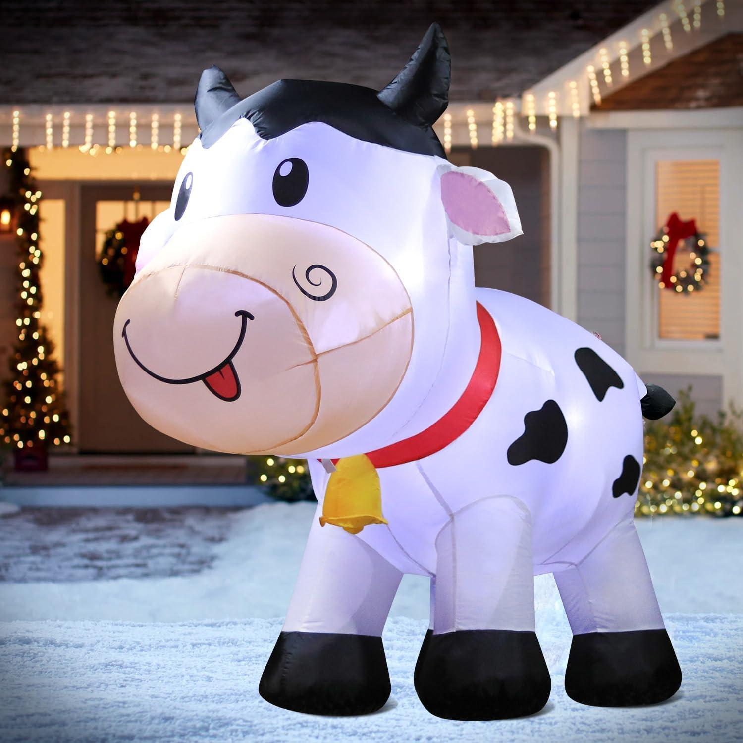 Vaca Inflable de Navidad DomKom con Luces LED 1.8m