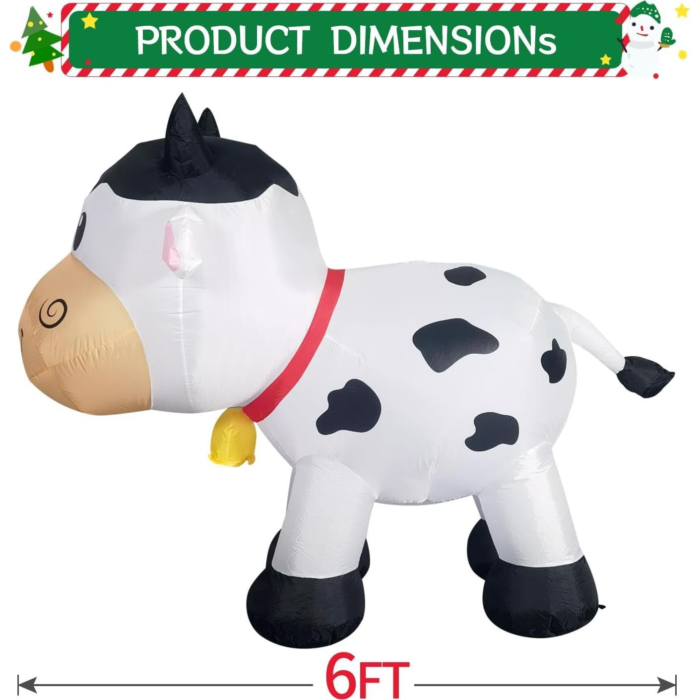Vaca Inflable de Navidad DomKom con Luces LED 1.8m