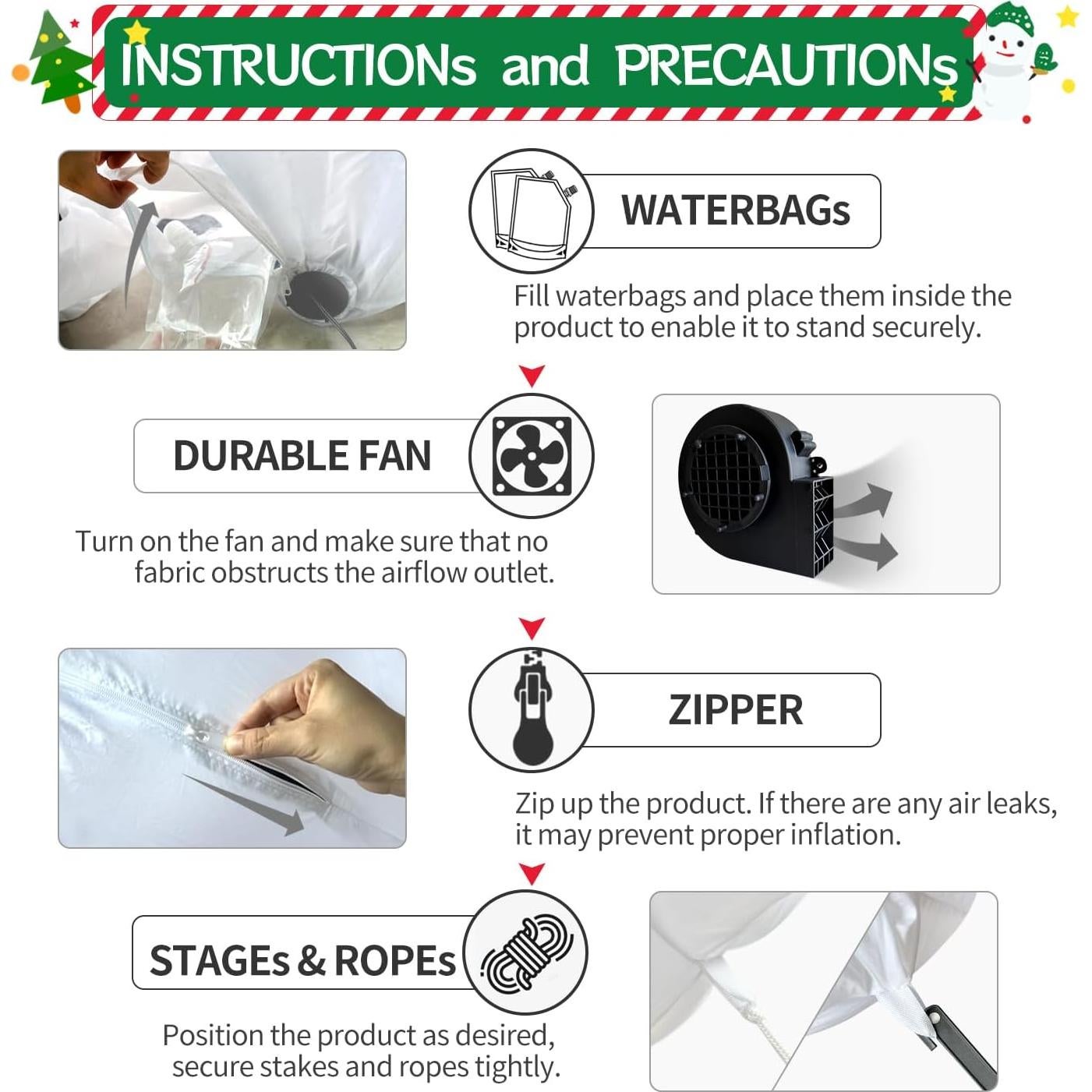 Vaca Inflable de Navidad DomKom con Luces LED 1.8m