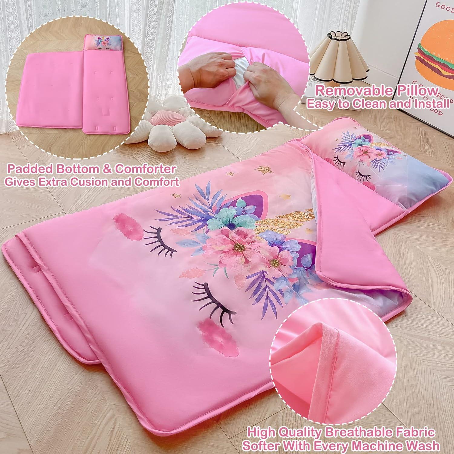 Mat de Siesta Unicornio Rosa VIVILINEN 127x51 cm con Almohada