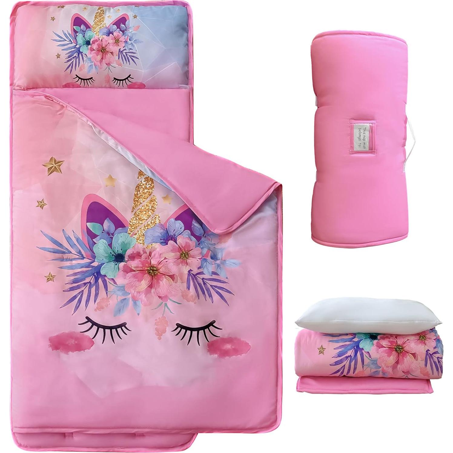 Mat de Siesta Unicornio Rosa VIVILINEN 127x51 cm con Almohada