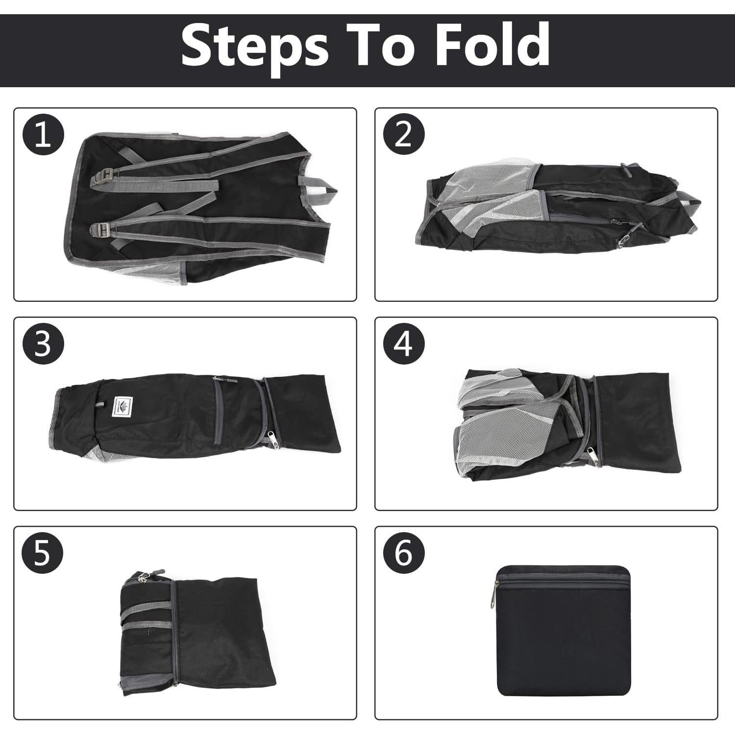 Mochila Plegable Esup 15L Impermeable para Senderismo Negro