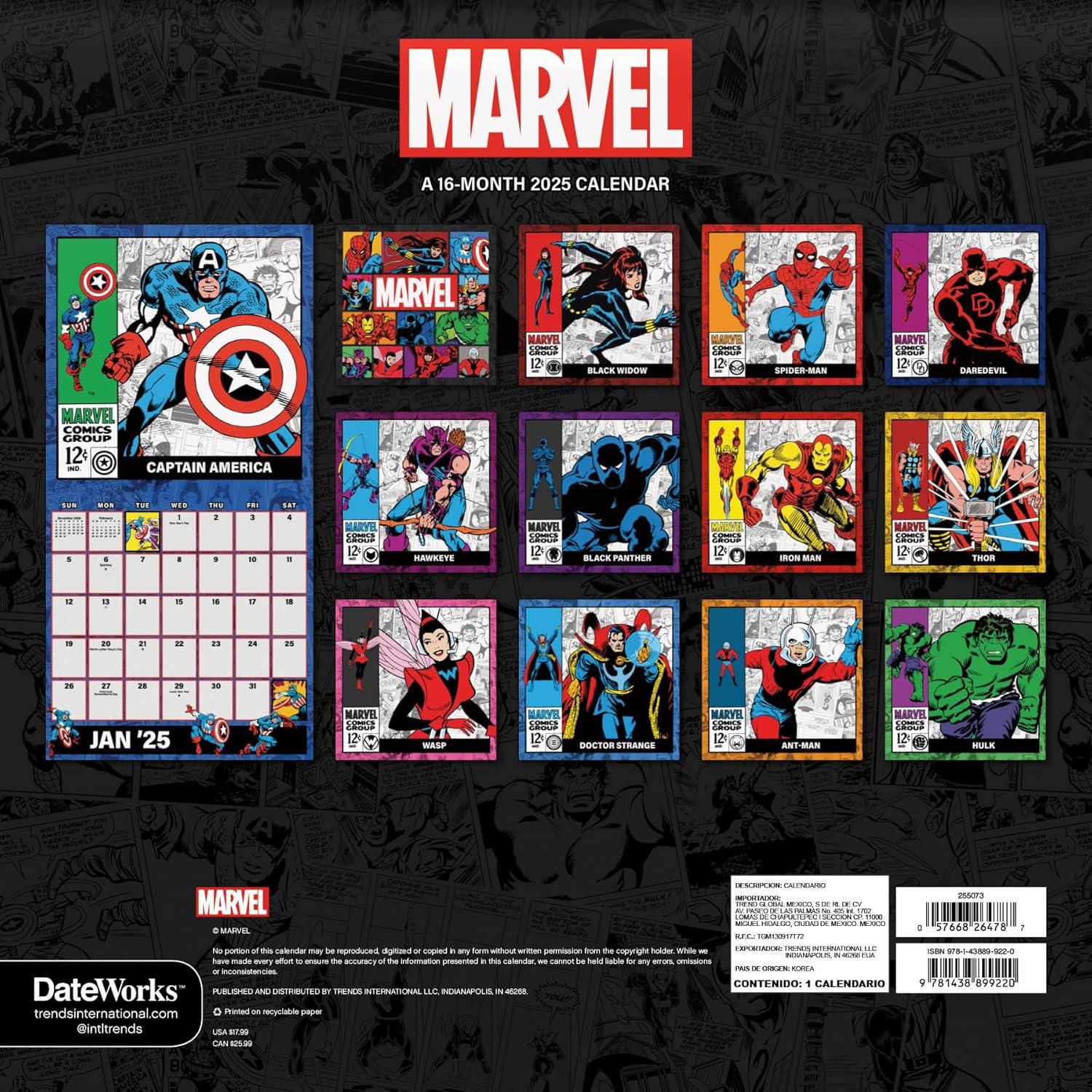 2025 Marvel Comics Wall Calendar