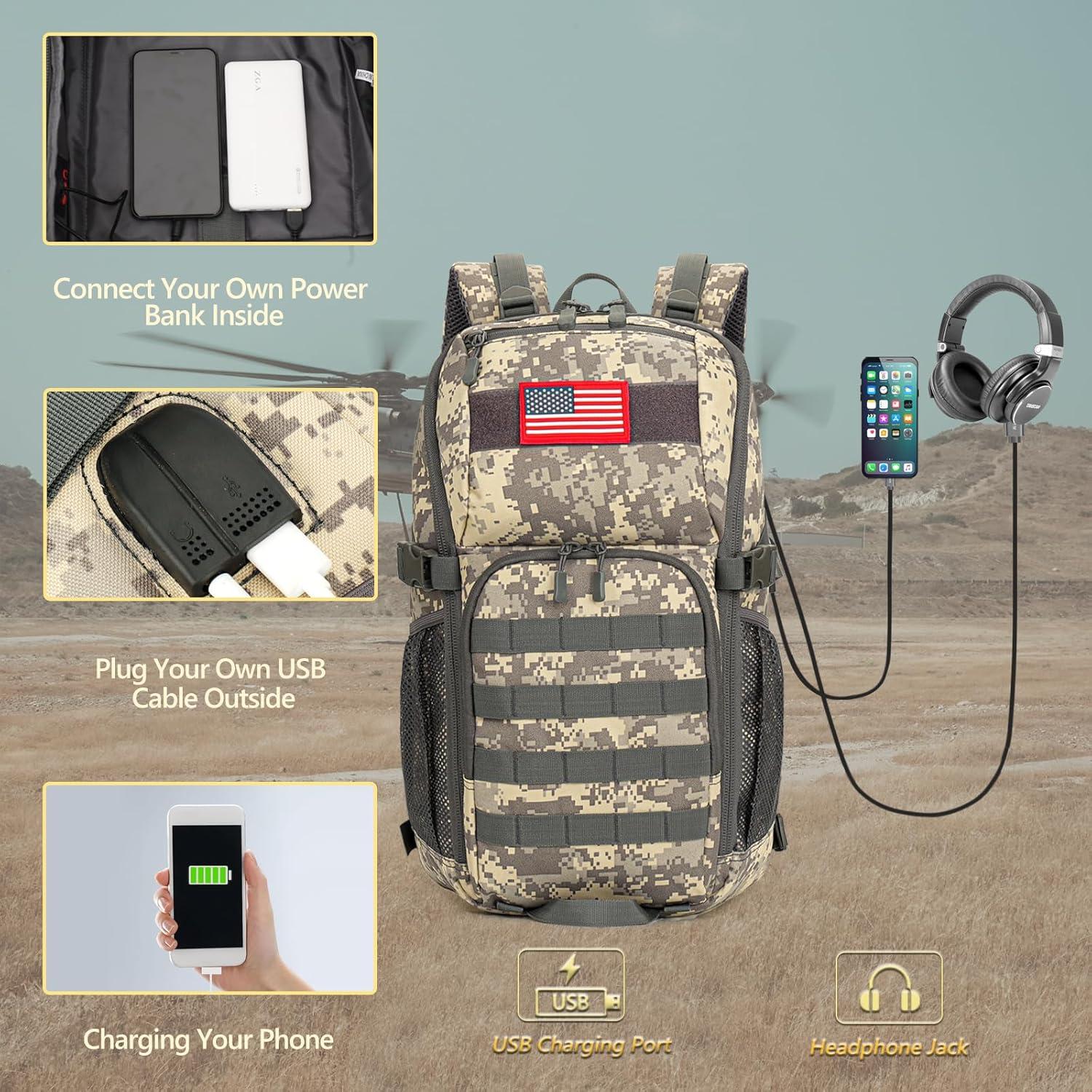 Mochila Escolar Táctica HYSANOG 30L Camuflaje con USB