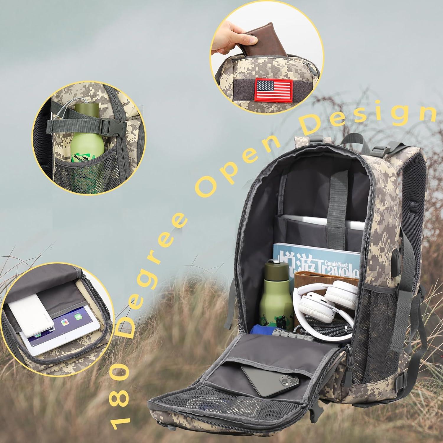 Mochila Escolar Táctica HYSANOG 30L Camuflaje con USB