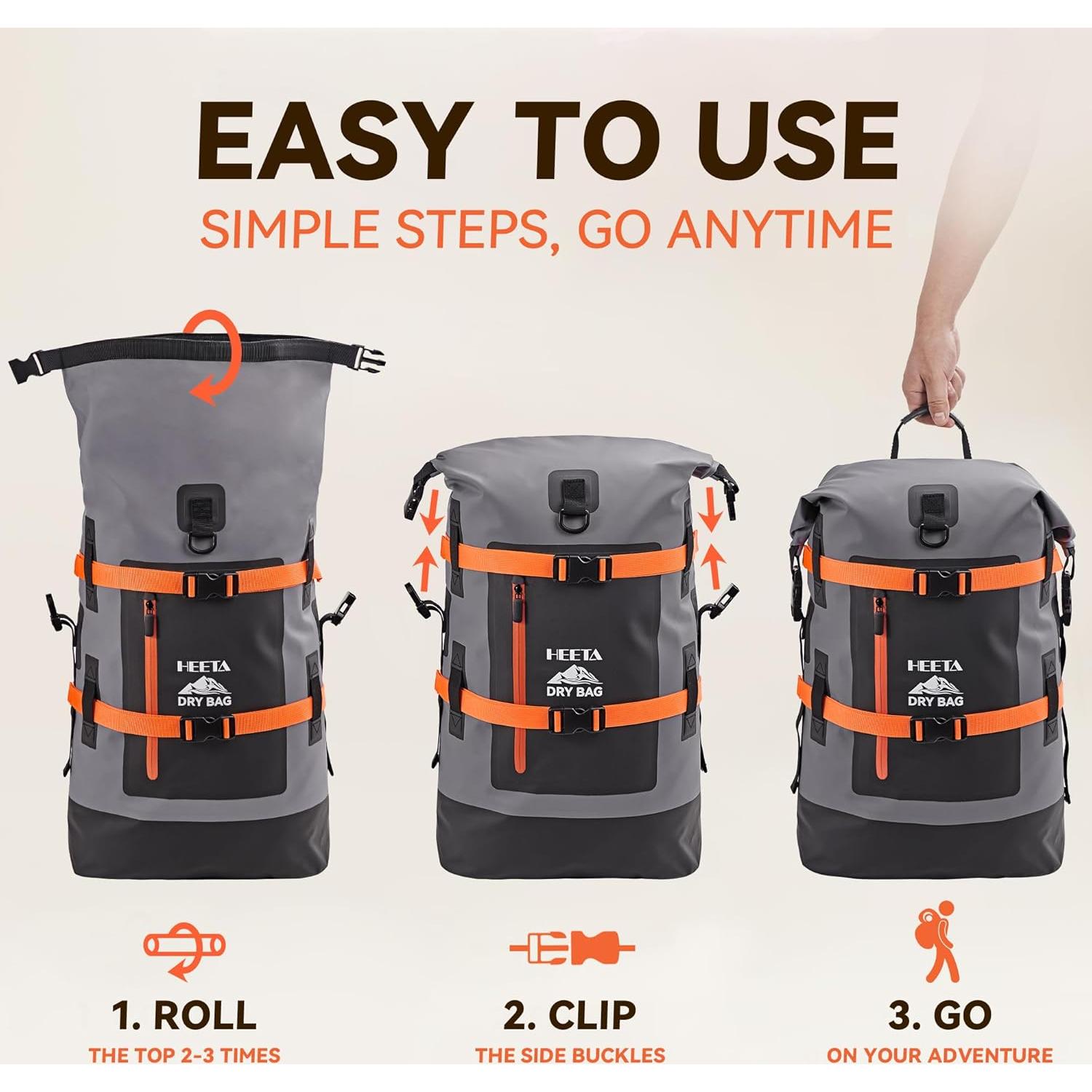 Mochila Impermeable HEETA 40L para Senderismo y Viajes