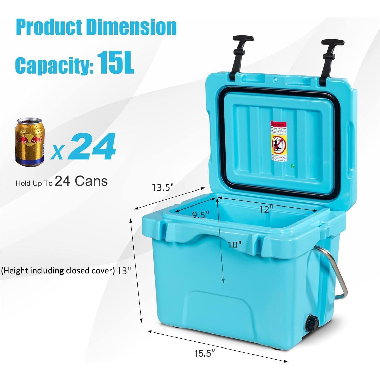 Enfriador de Hielo COSTWAY 16 Cuartos Azul Aislado Portátil
