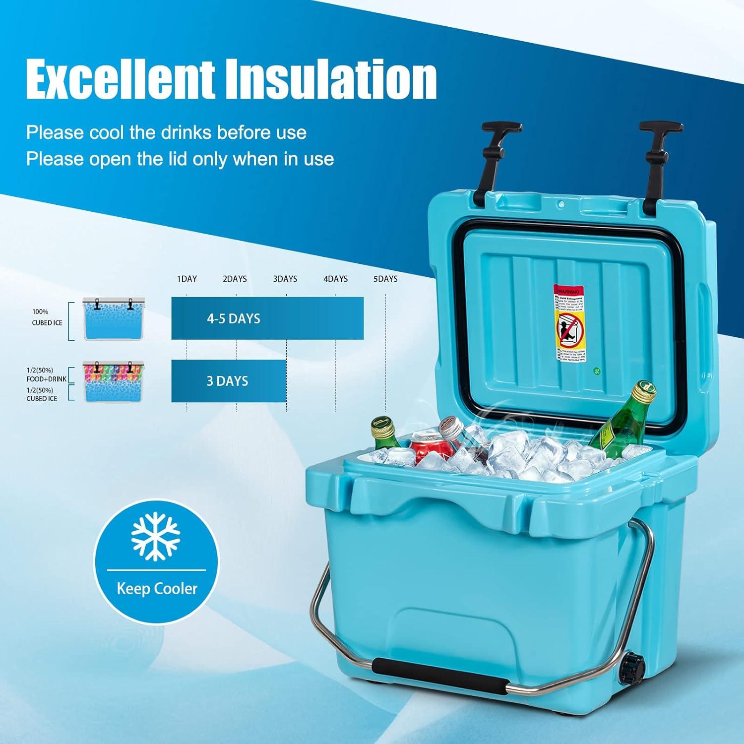 Enfriador de Hielo COSTWAY 16 Cuartos Azul Aislado Portátil