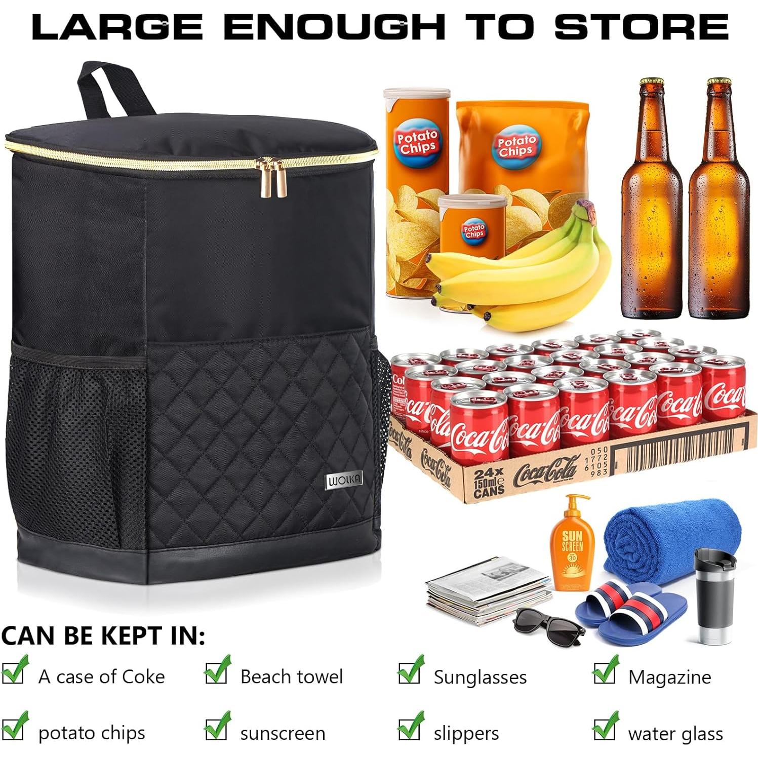 Mochila Cooler Wolka Tiburón Negro 30 L, Aislada y Portátil