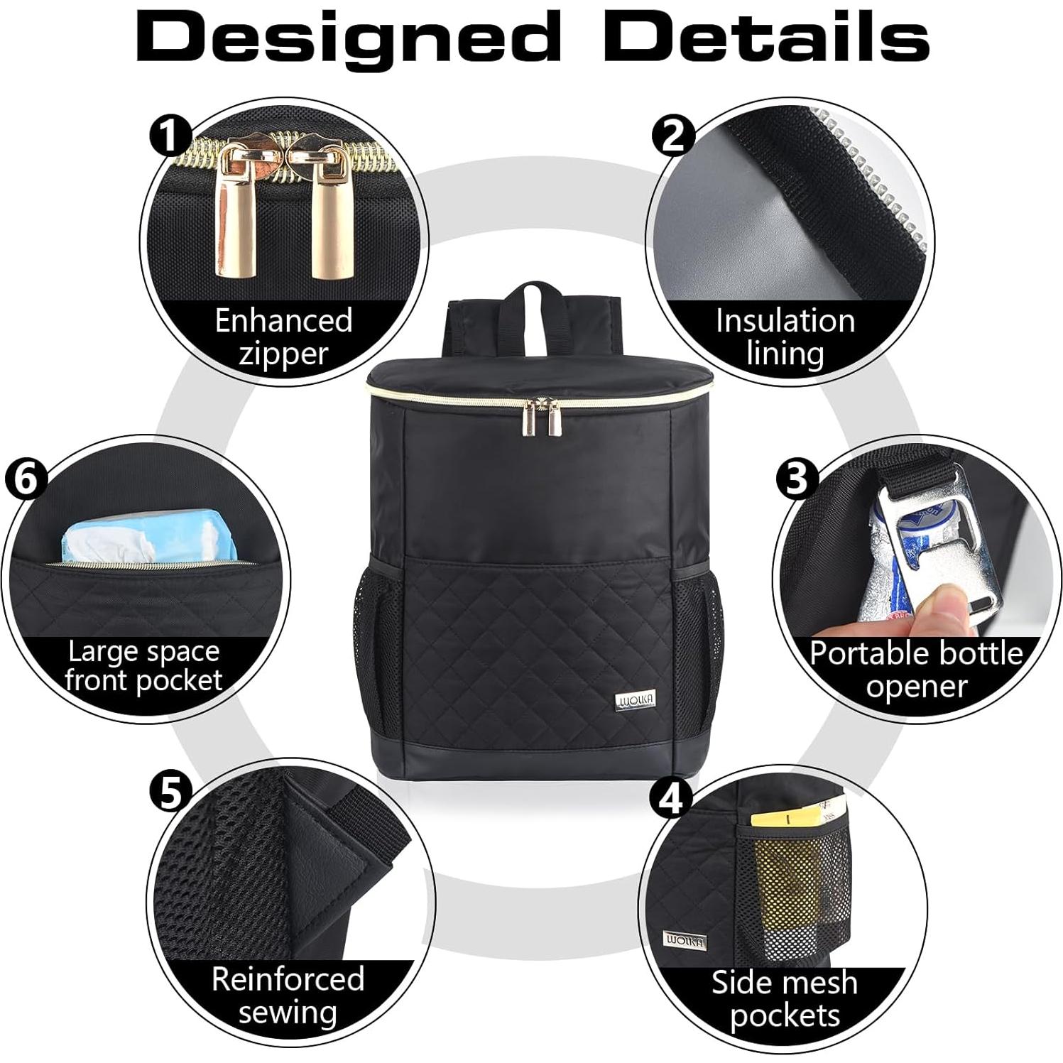 Mochila Cooler Wolka Tiburón Negro 30 L, Aislada y Portátil