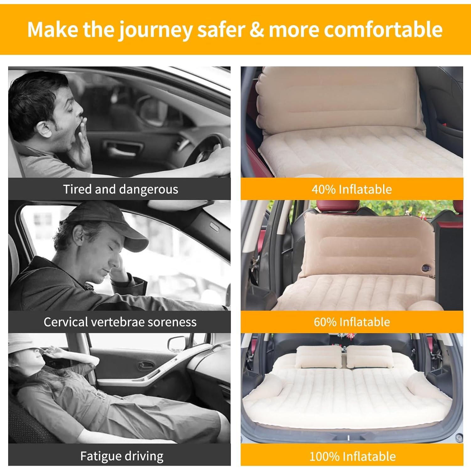 Colchón de Aire SUV KMZ Doble Cara con 2 Almohadas y Bomba