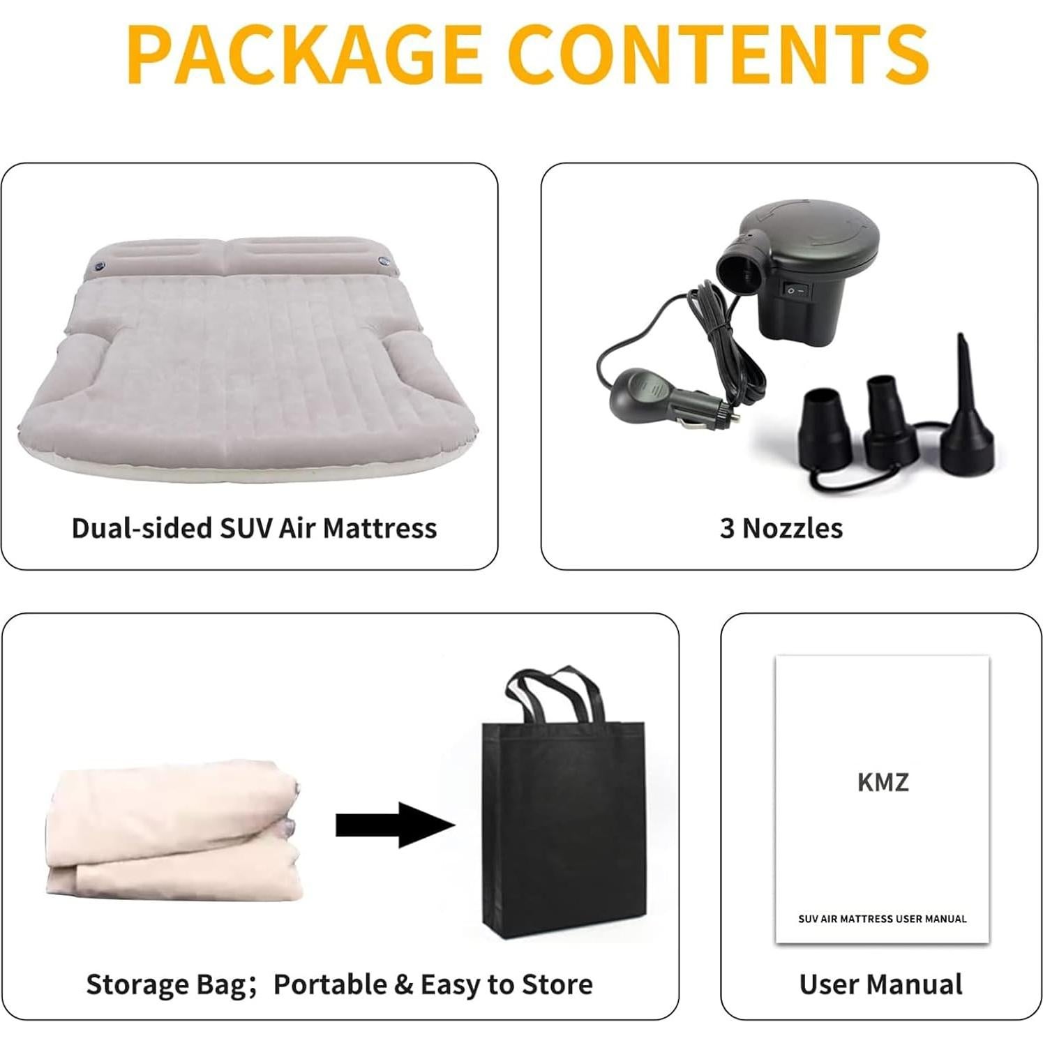 Colchón de Aire SUV KMZ Doble Cara con 2 Almohadas y Bomba