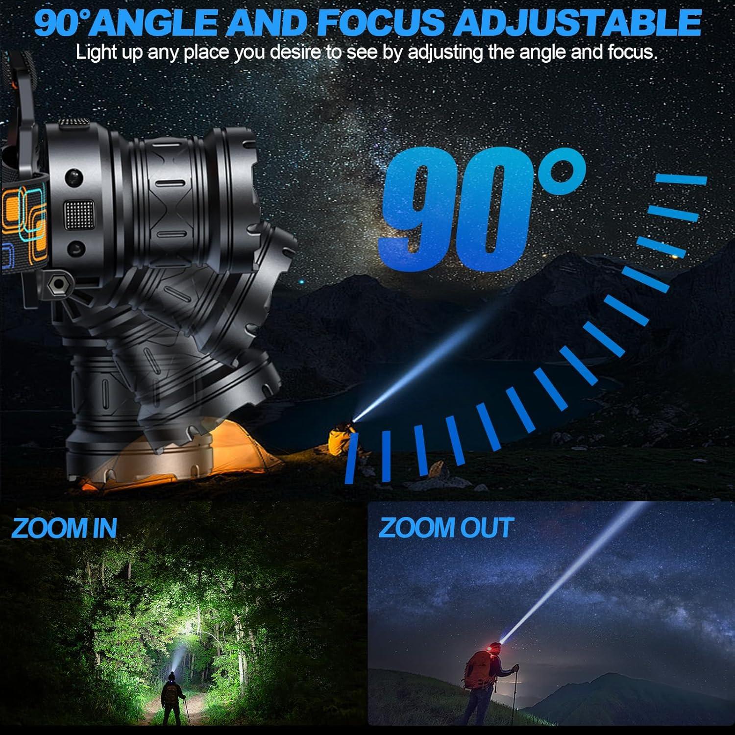 Linterna Frontal Recargable YLQFH LED 6 Modos Luz Blanca y Roja