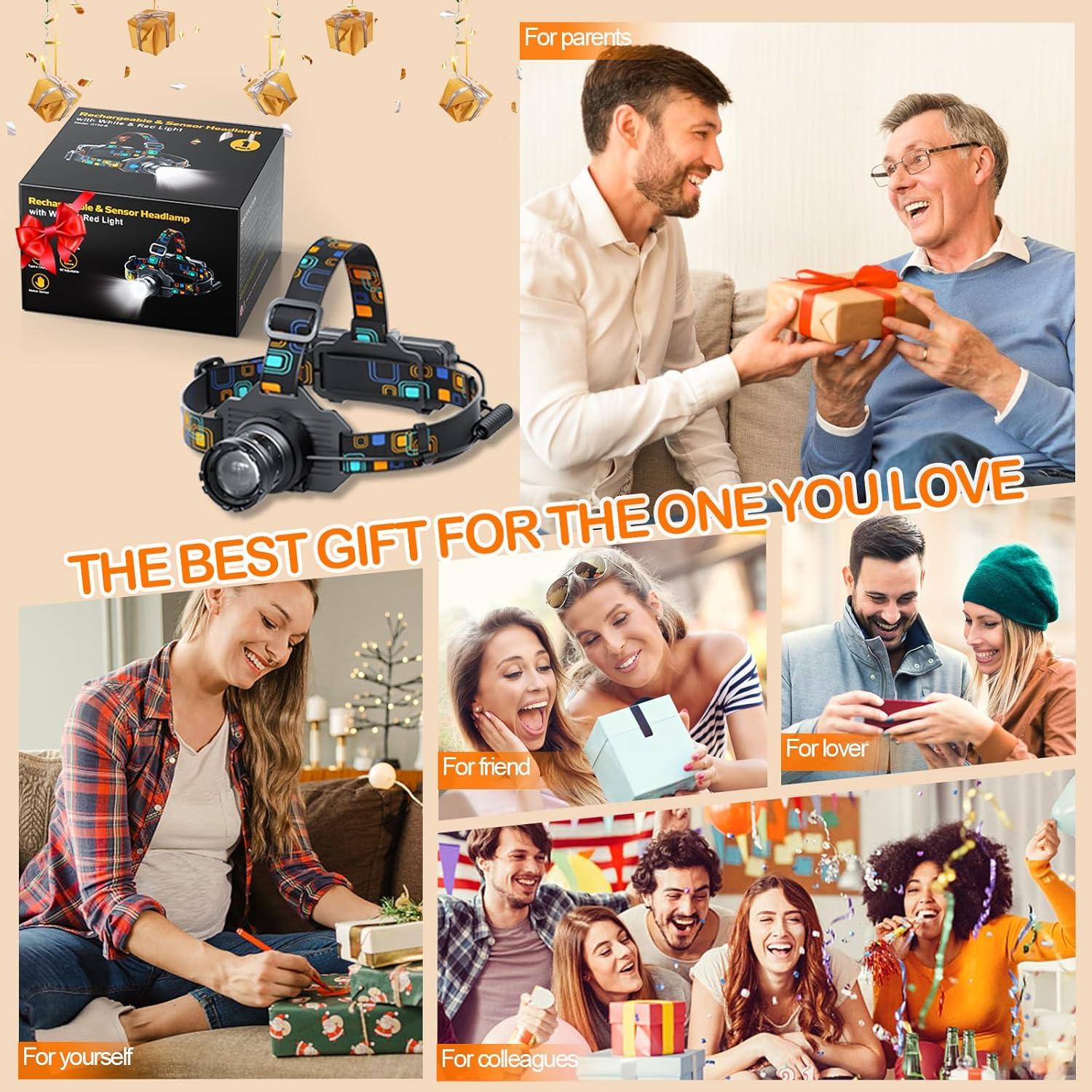 Linterna Frontal Recargable YLQFH LED 6 Modos Luz Blanca y Roja