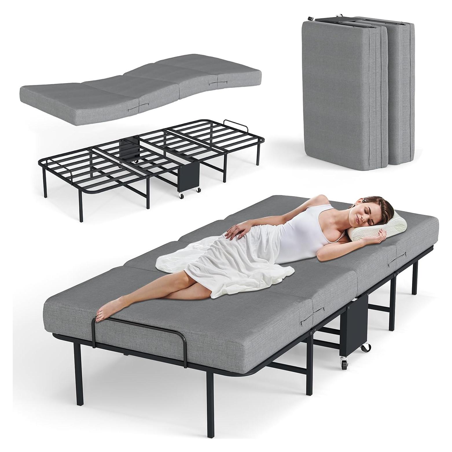 Cama Plegable Fabulis con Colchón Viscoelástico 190.5x96.5cm