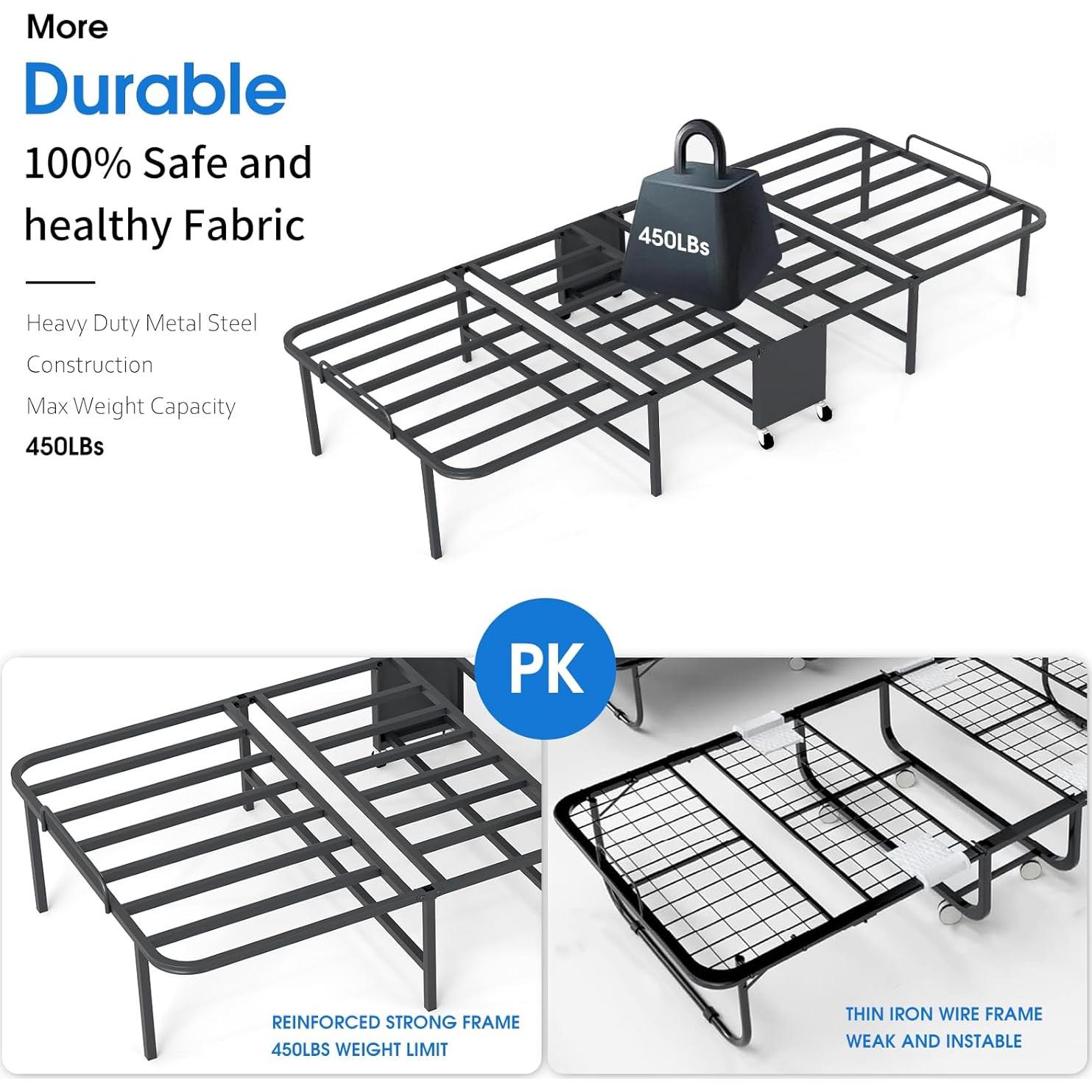 Cama Plegable Fabulis con Colchón Viscoelástico 190.5x96.5cm